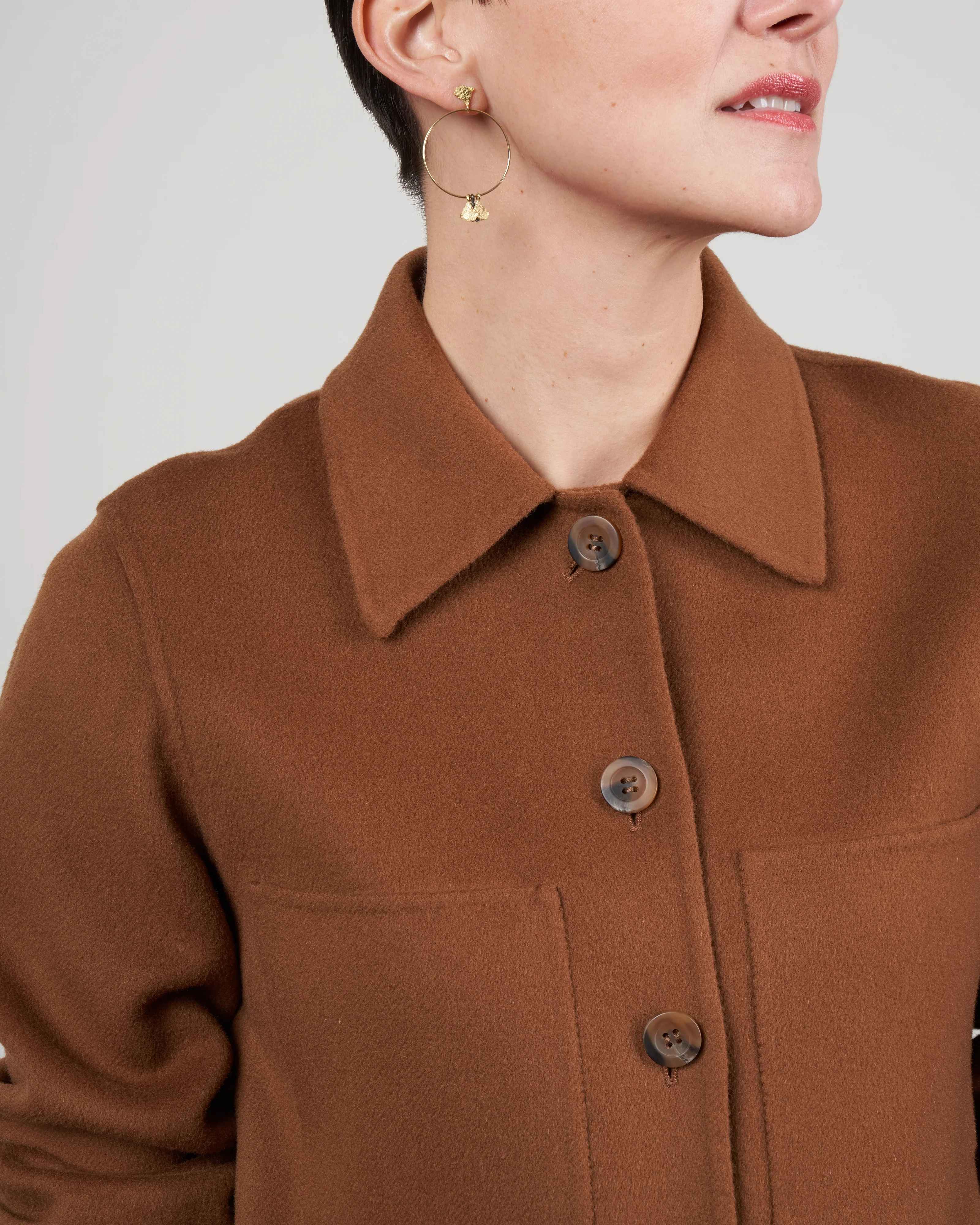 florentine cashmere shirt jacket - camel - Image 5