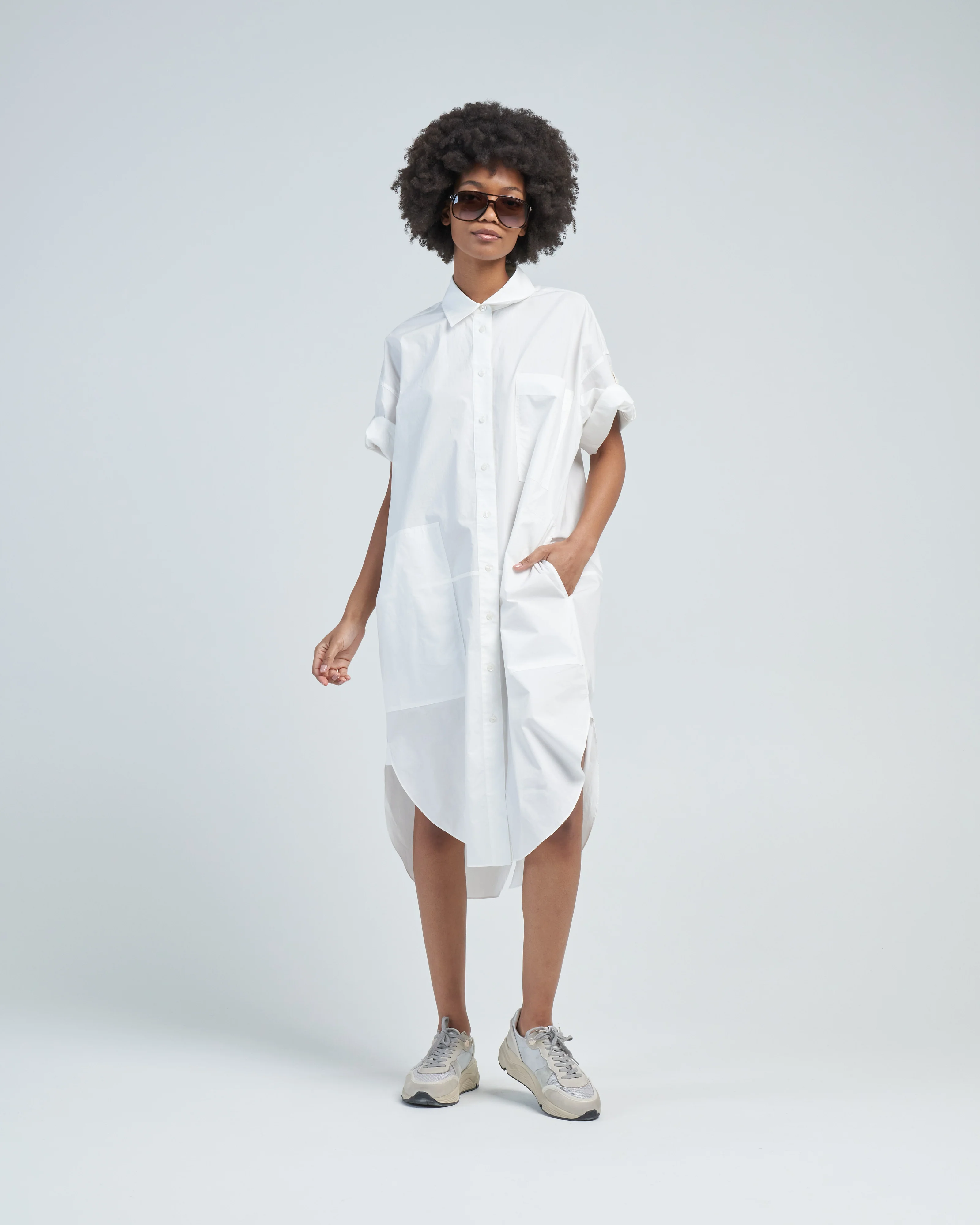 poplin short sleeve shirt dress - Image 3