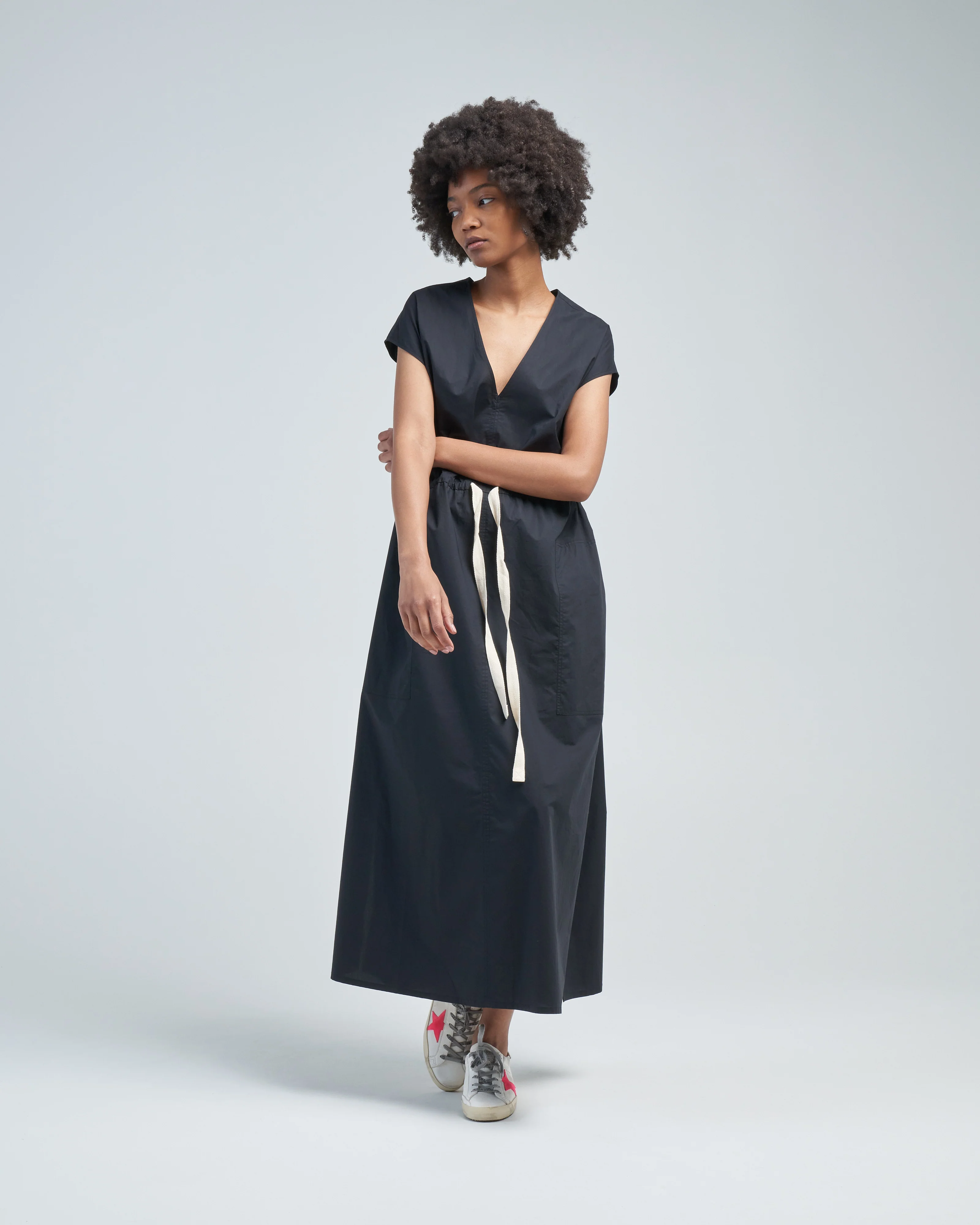poplin v-neck dress - Image 2