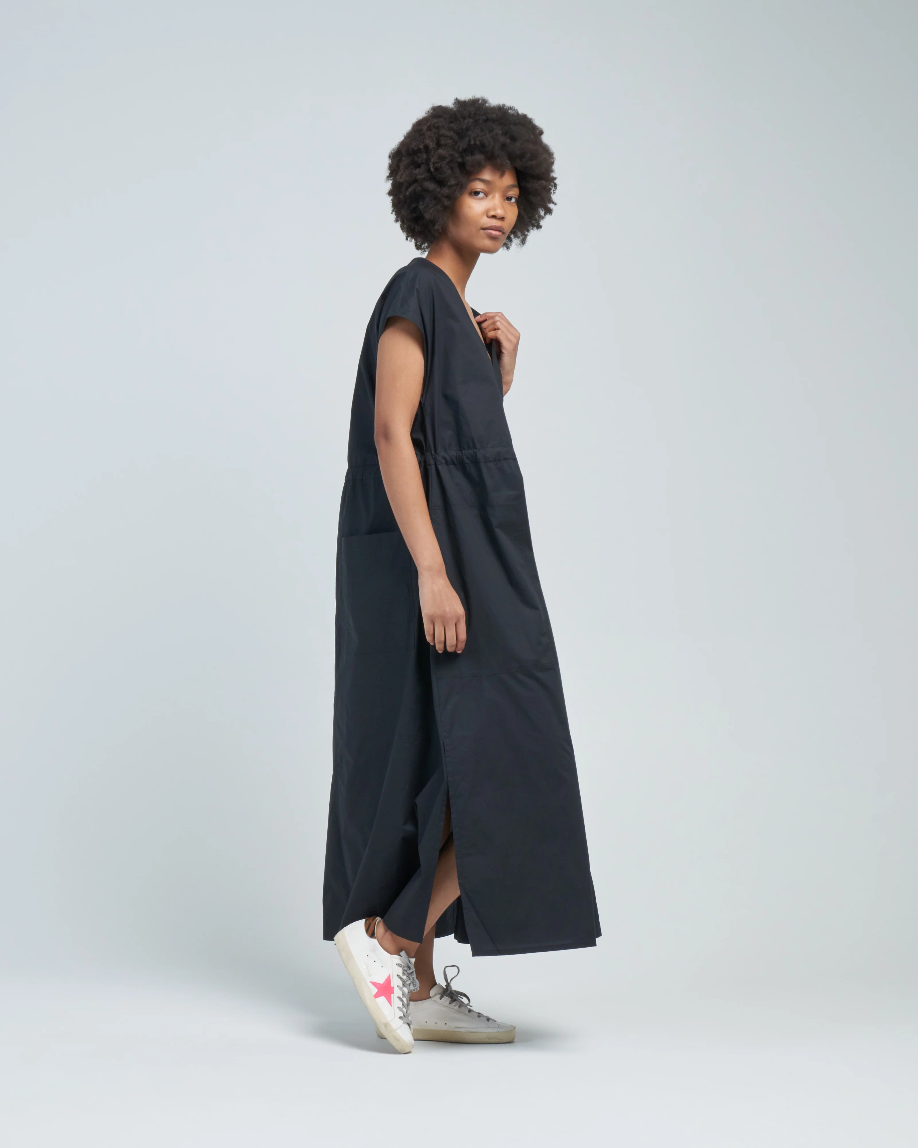 poplin v-neck dress - Image 3
