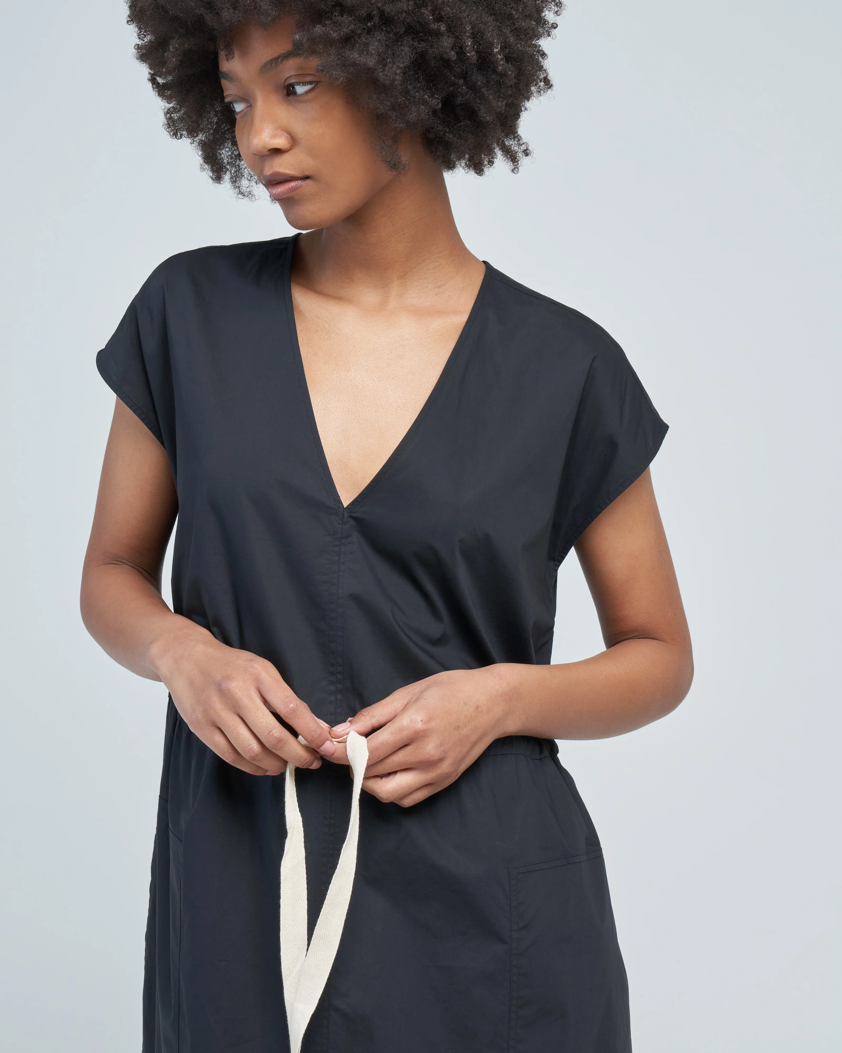 poplin v-neck dress - Image 5