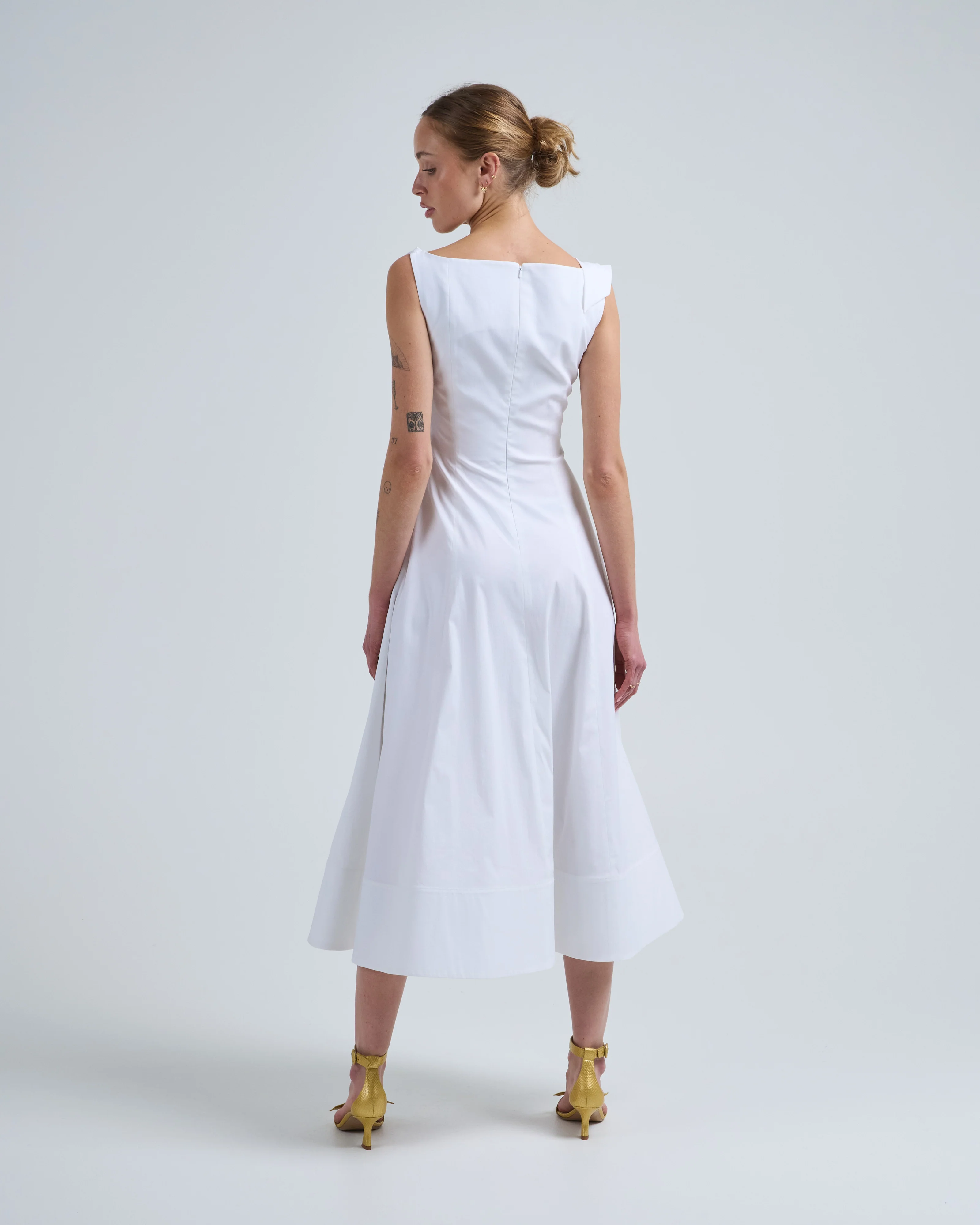 cotton poplin draped floral dress - Image 2