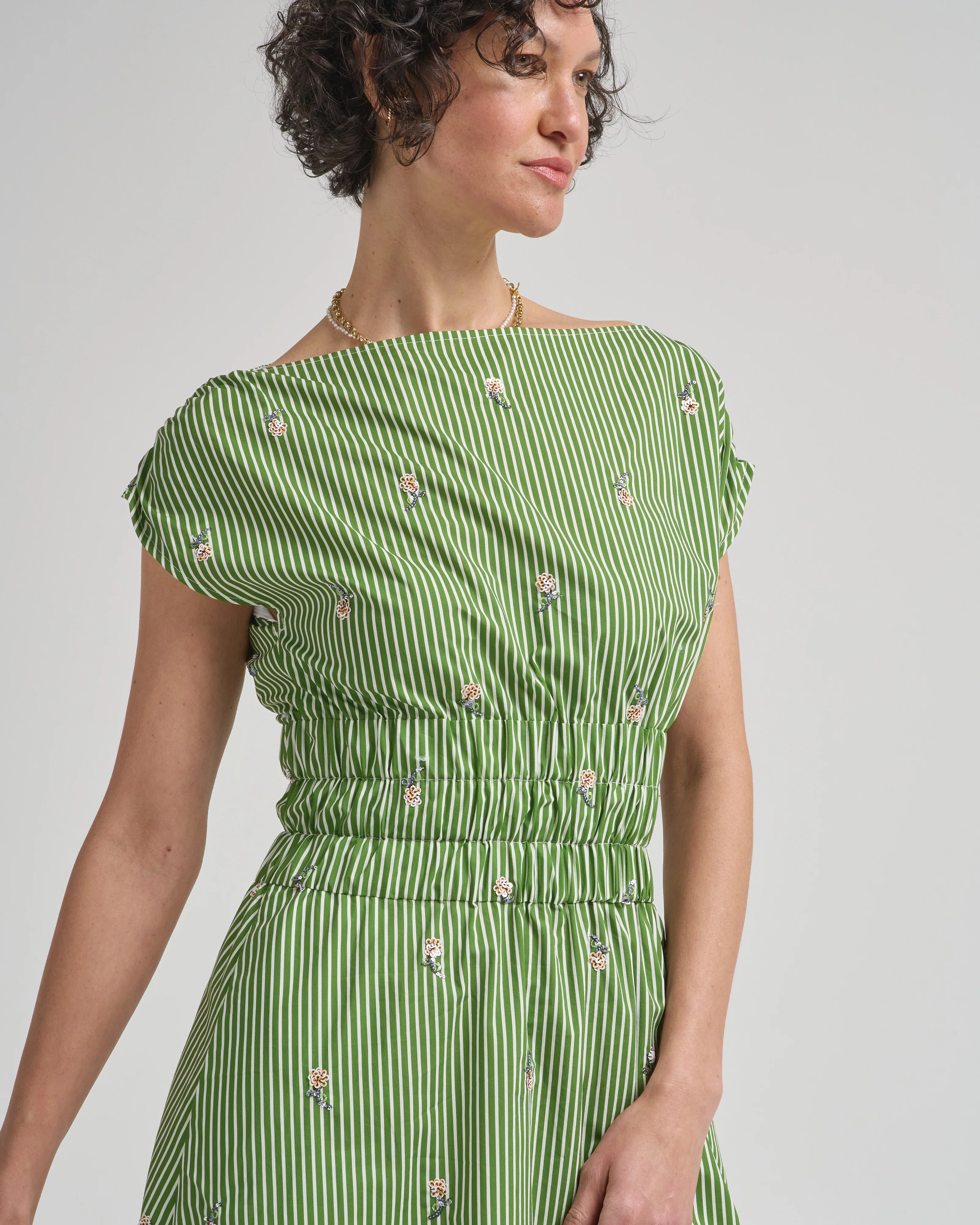 embroidered striped cotton midi dress - Image 2