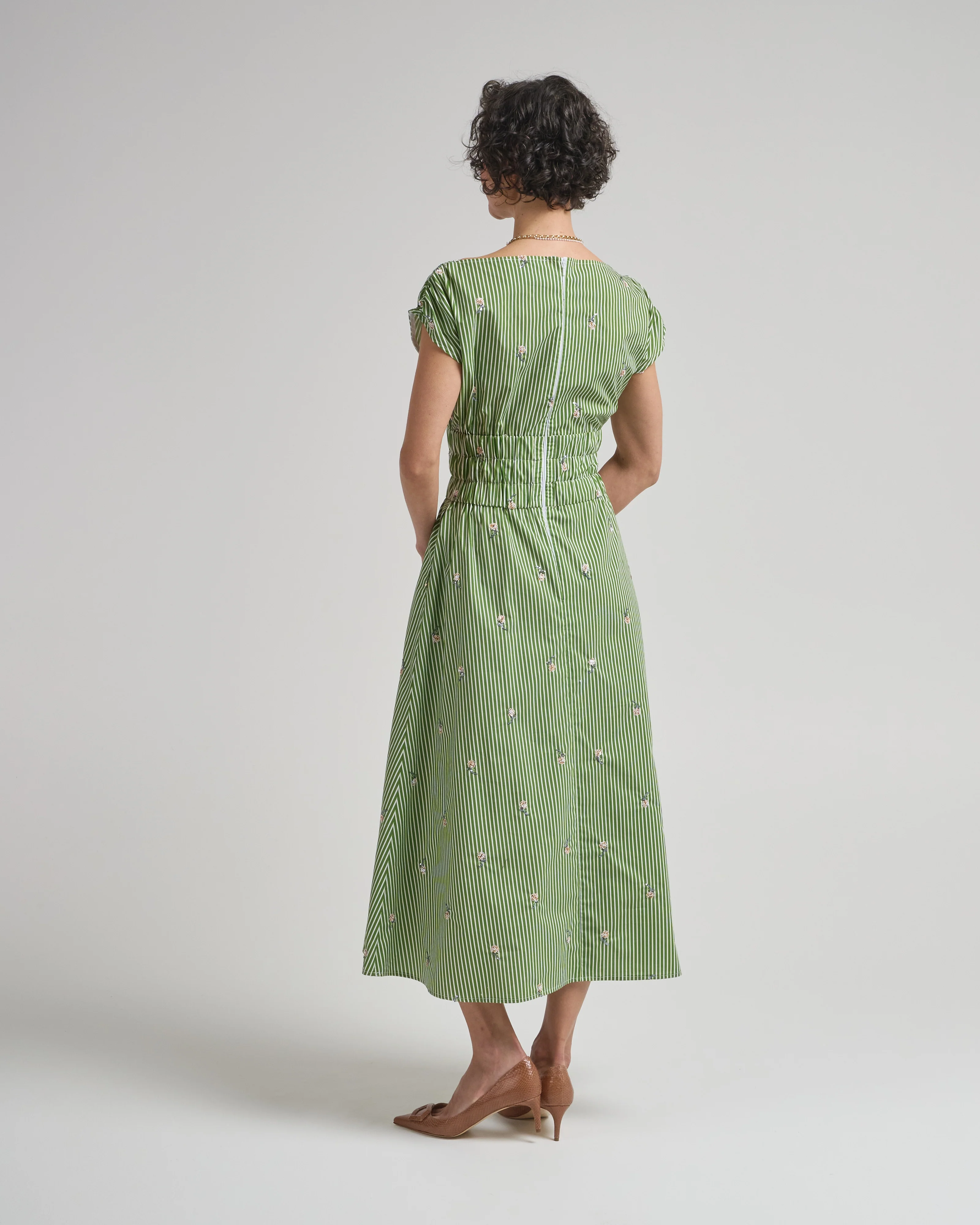 embroidered striped cotton midi dress - Image 4