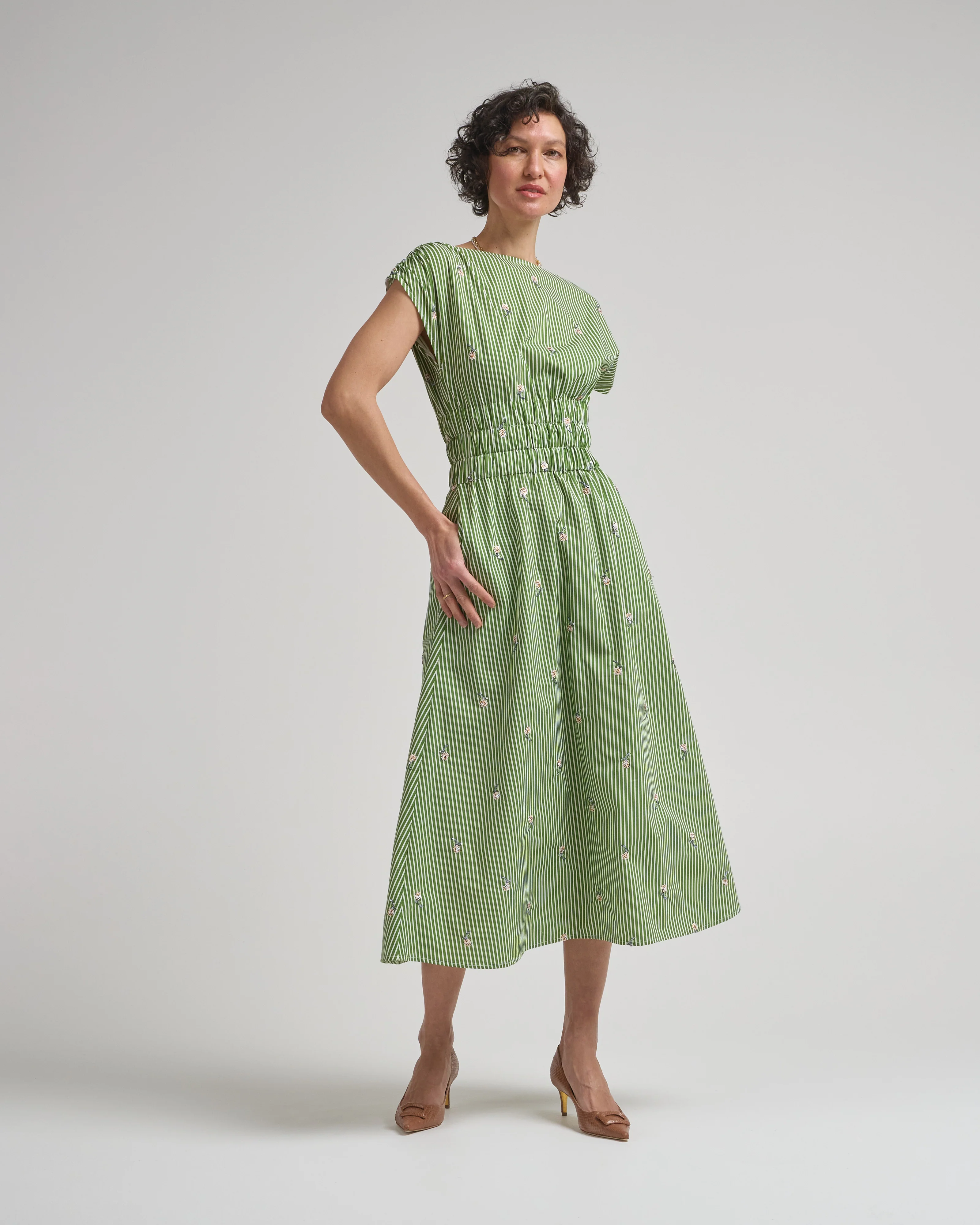 embroidered striped cotton midi dress - Image 5