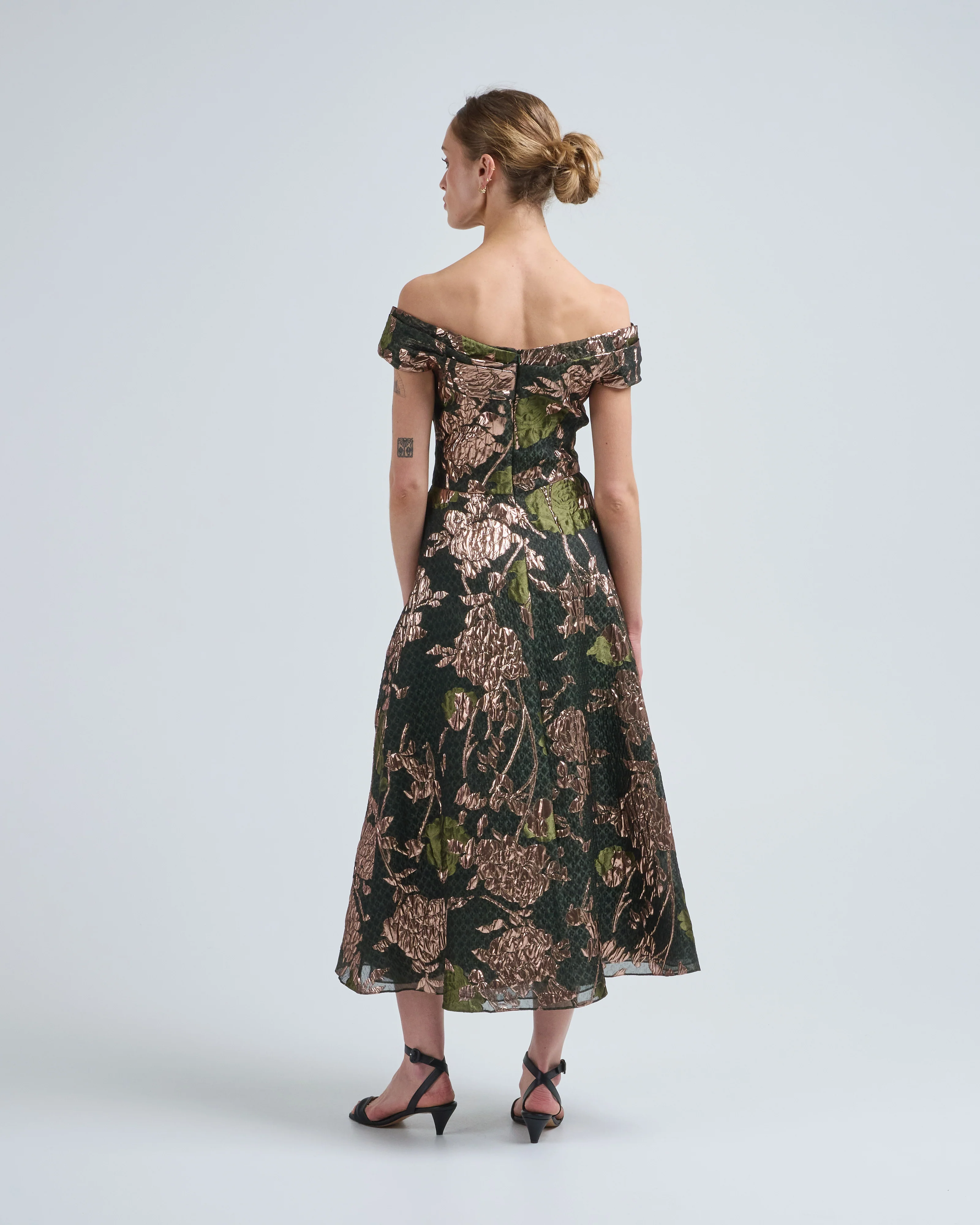 floral fil coupe draped dress - Image 4