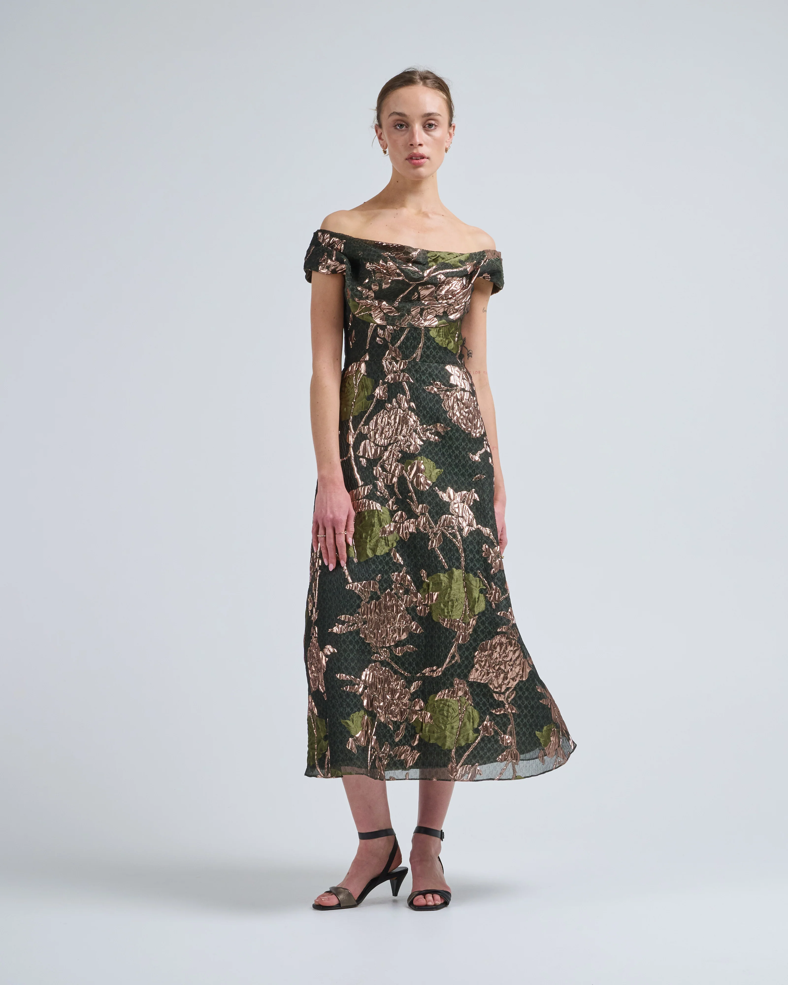 floral fil coupe draped dress - Image 5