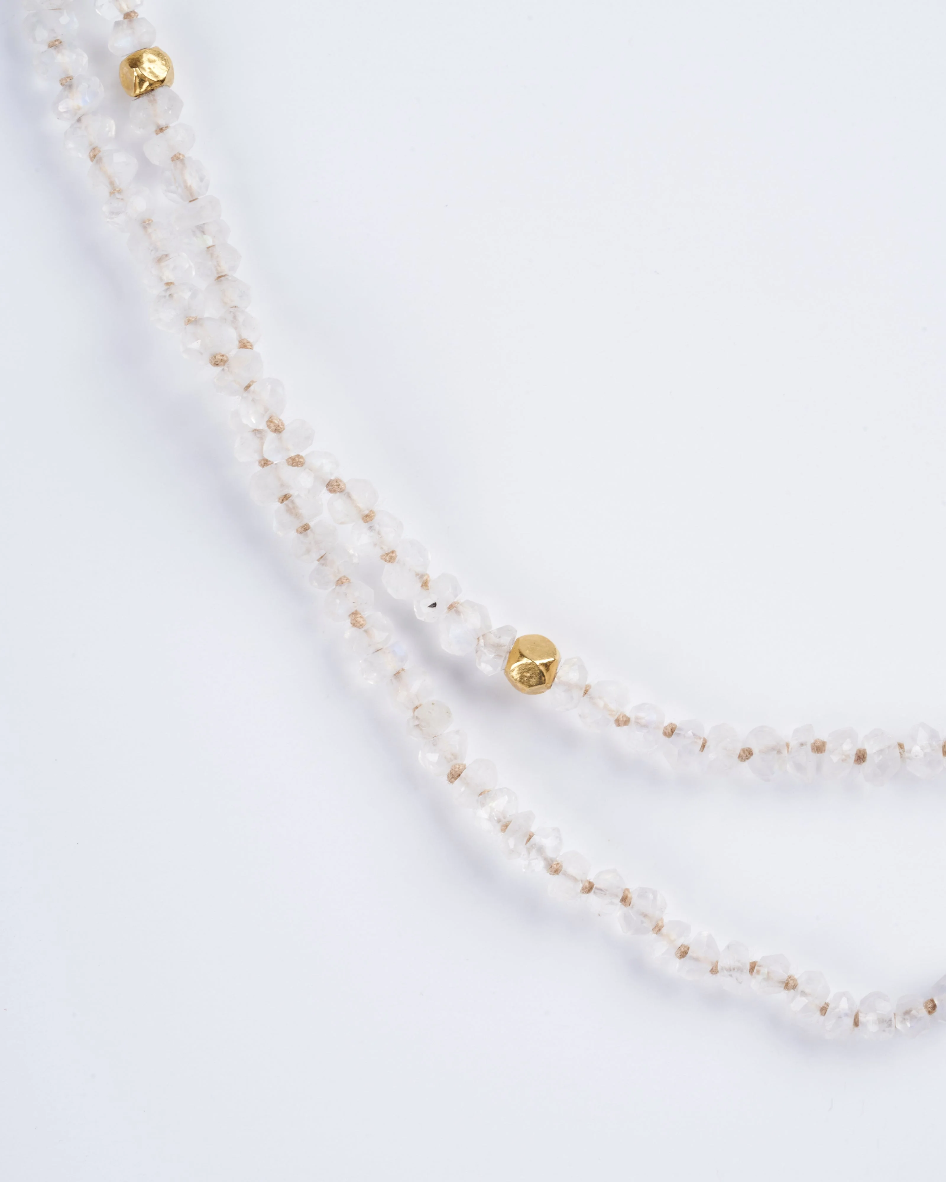 moonstone with 18k gold beads and clasp - white - Image 2