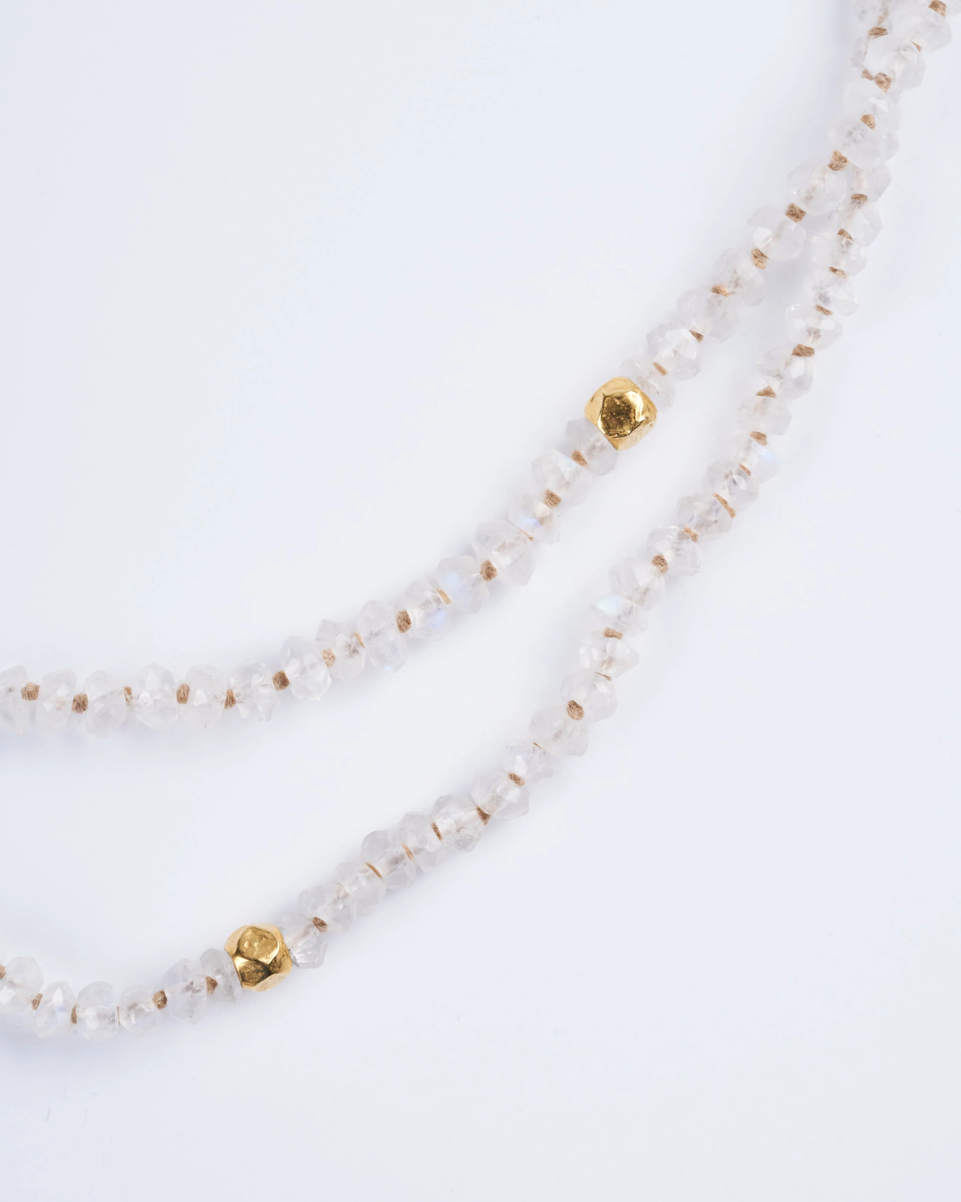 moonstone with 18k gold beads and clasp - white - Image 3