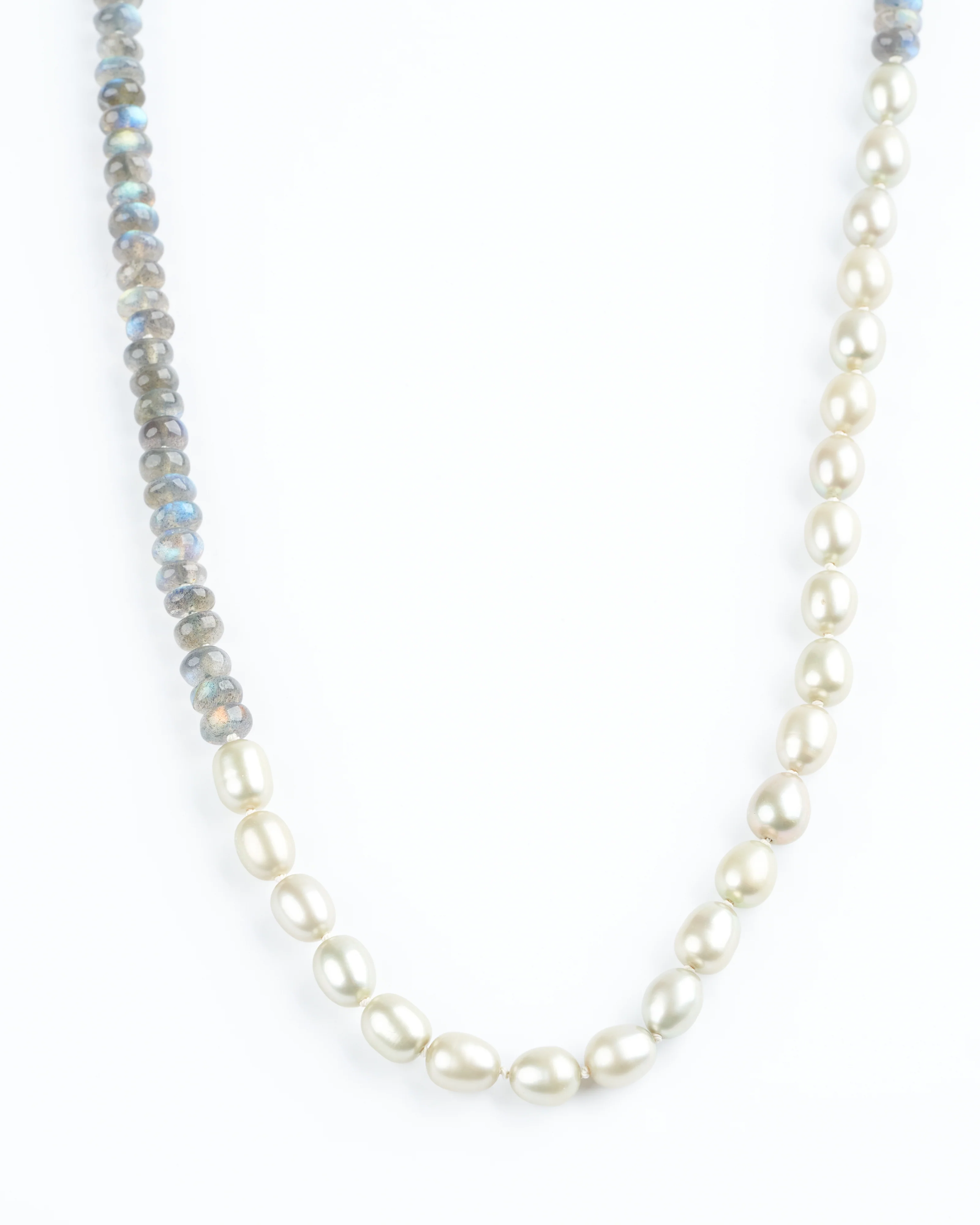 37" grey pearls and 18k pearl beads with 18k clasp - pearl