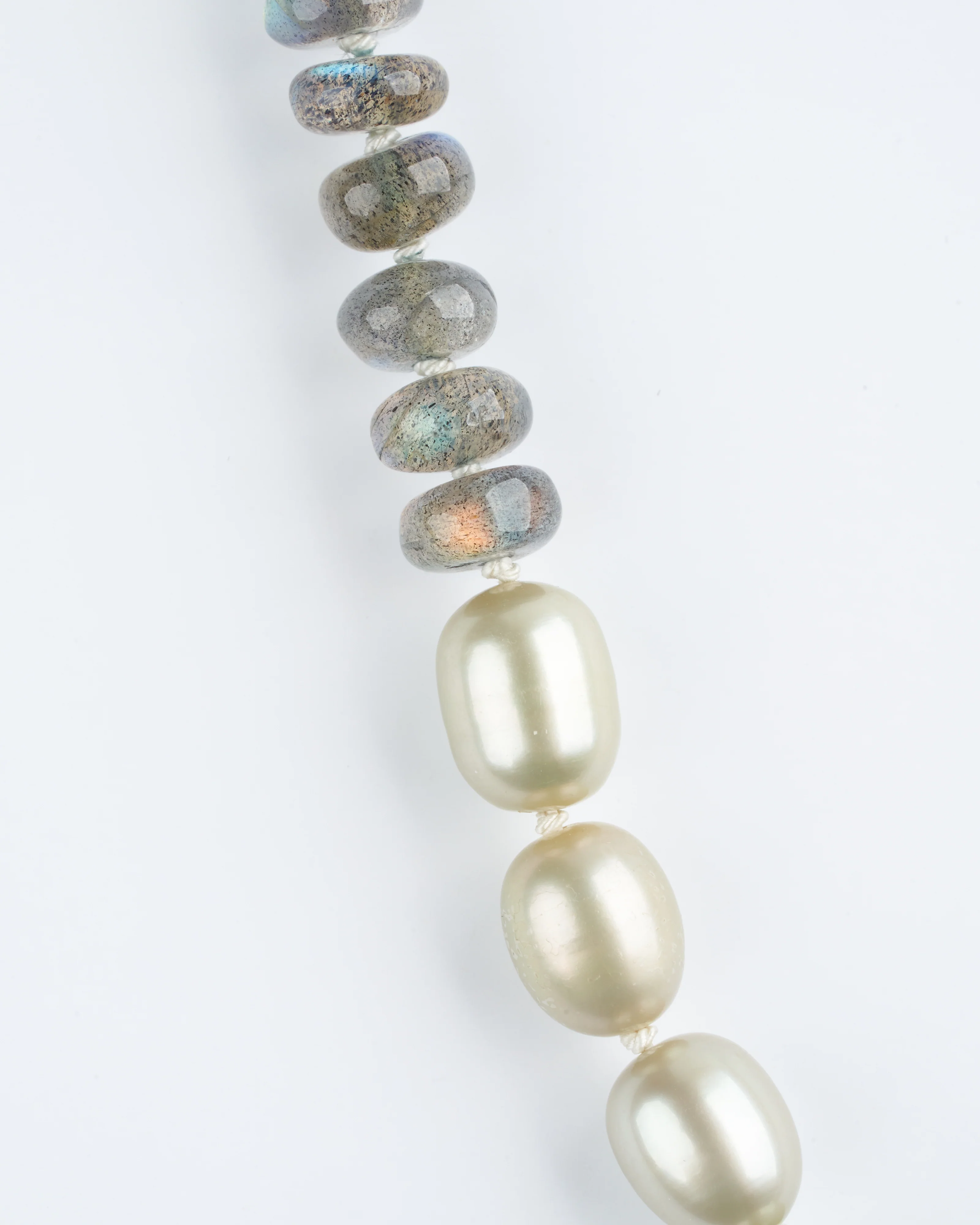 37" grey pearls and 18k pearl beads with 18k clasp - pearl - Image 3