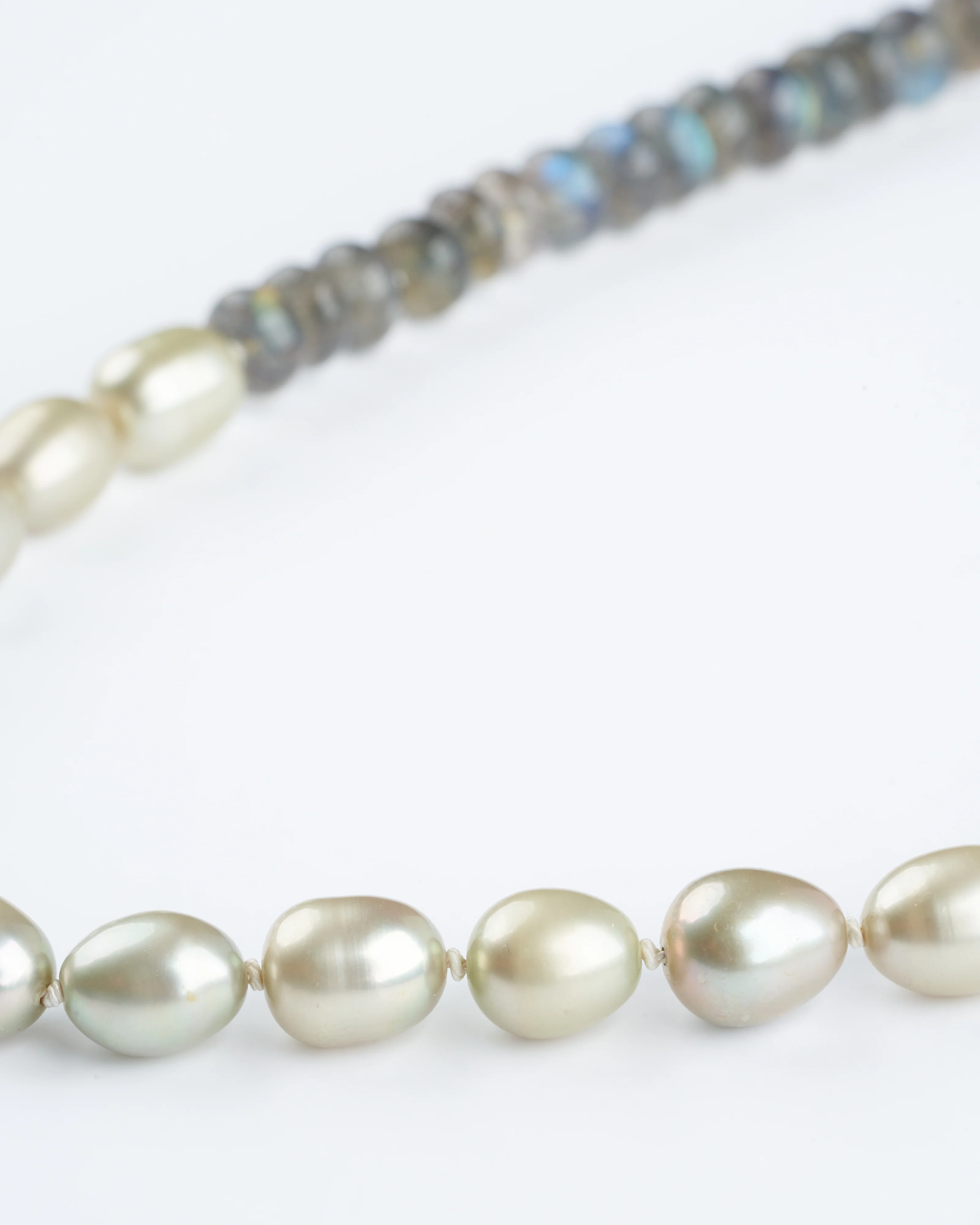 37" grey pearls and 18k pearl beads with 18k clasp - pearl - Image 4