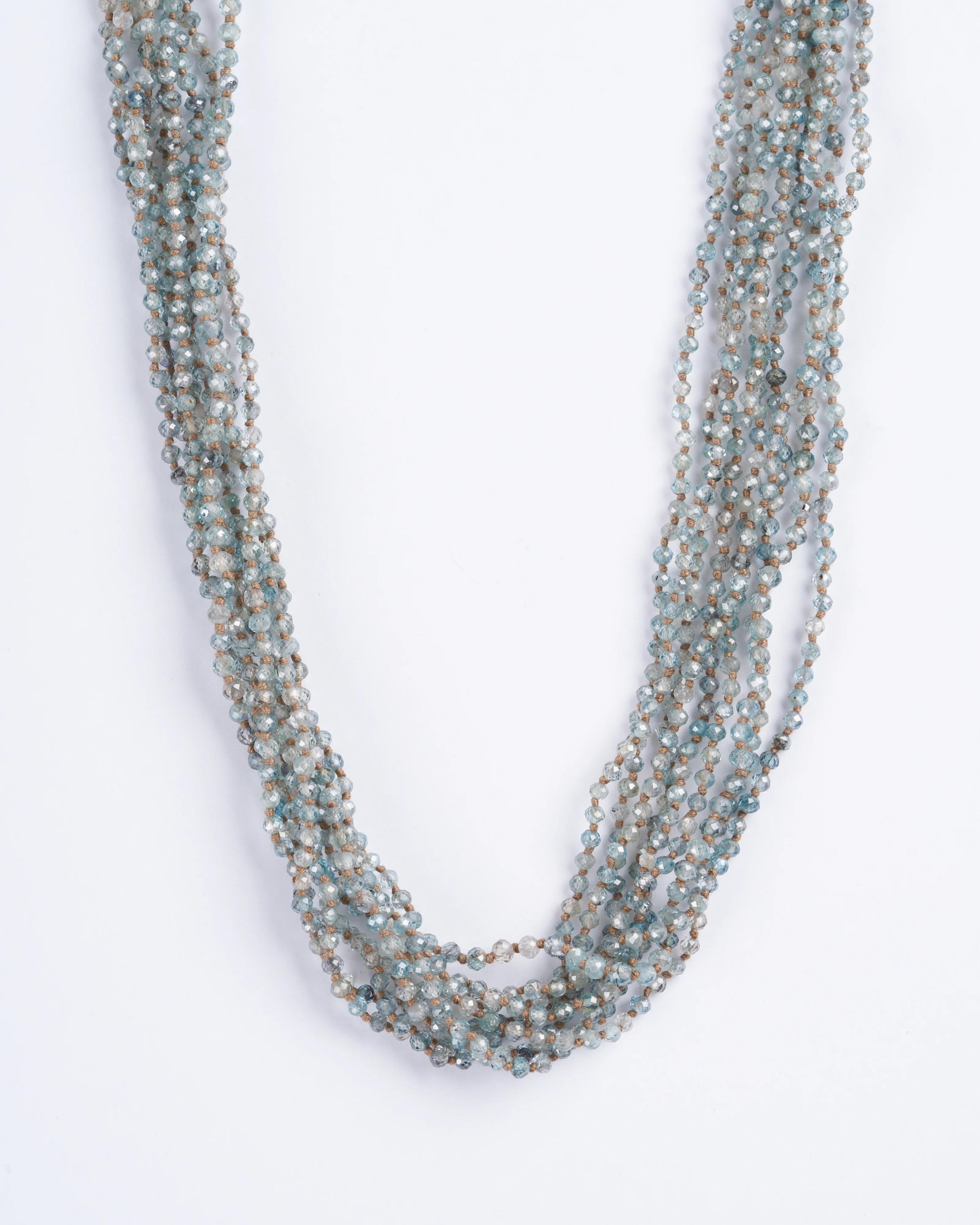 9 line blue zircon tassel necklace - blue stone