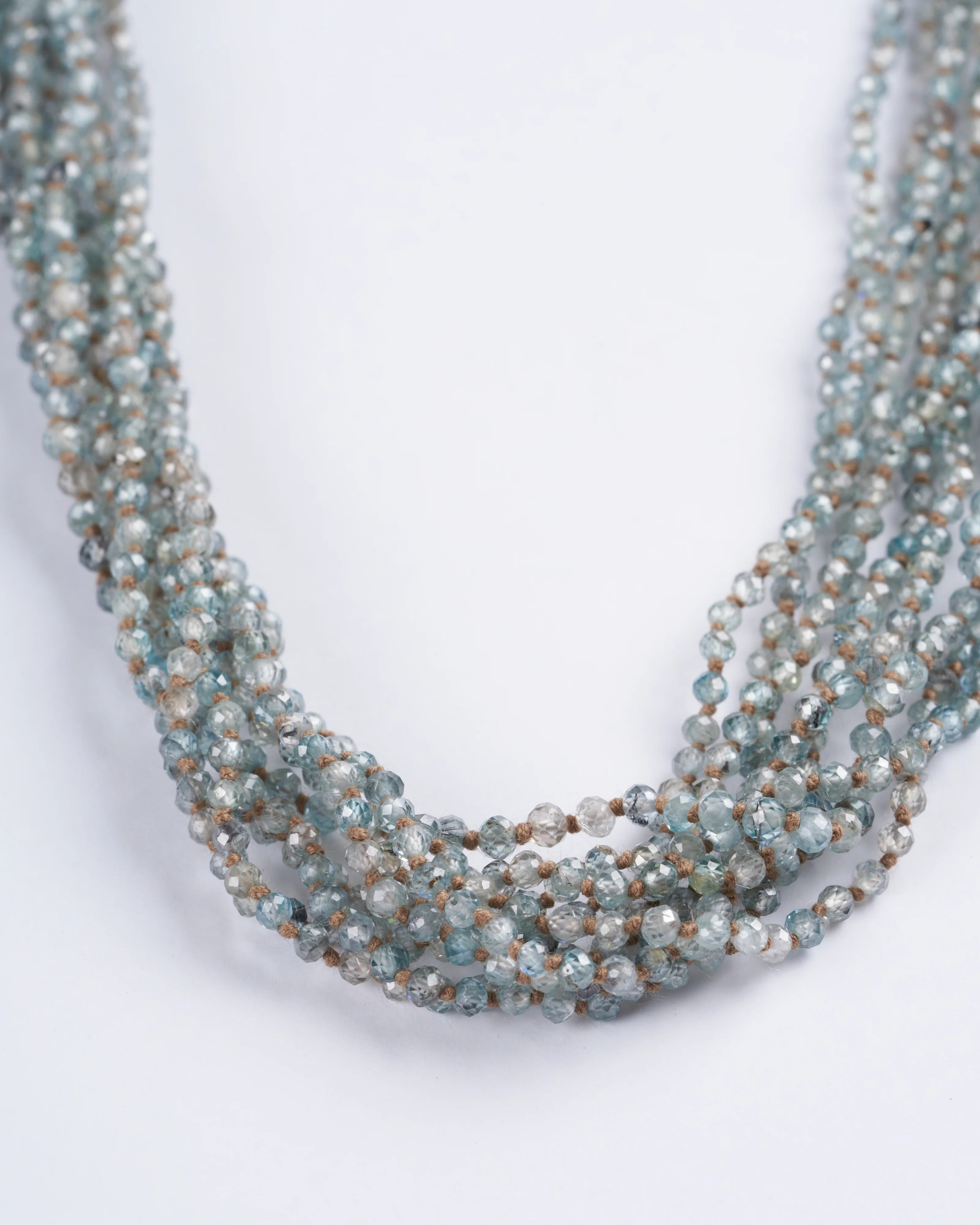 9 line blue zircon tassel necklace - blue stone - Image 2