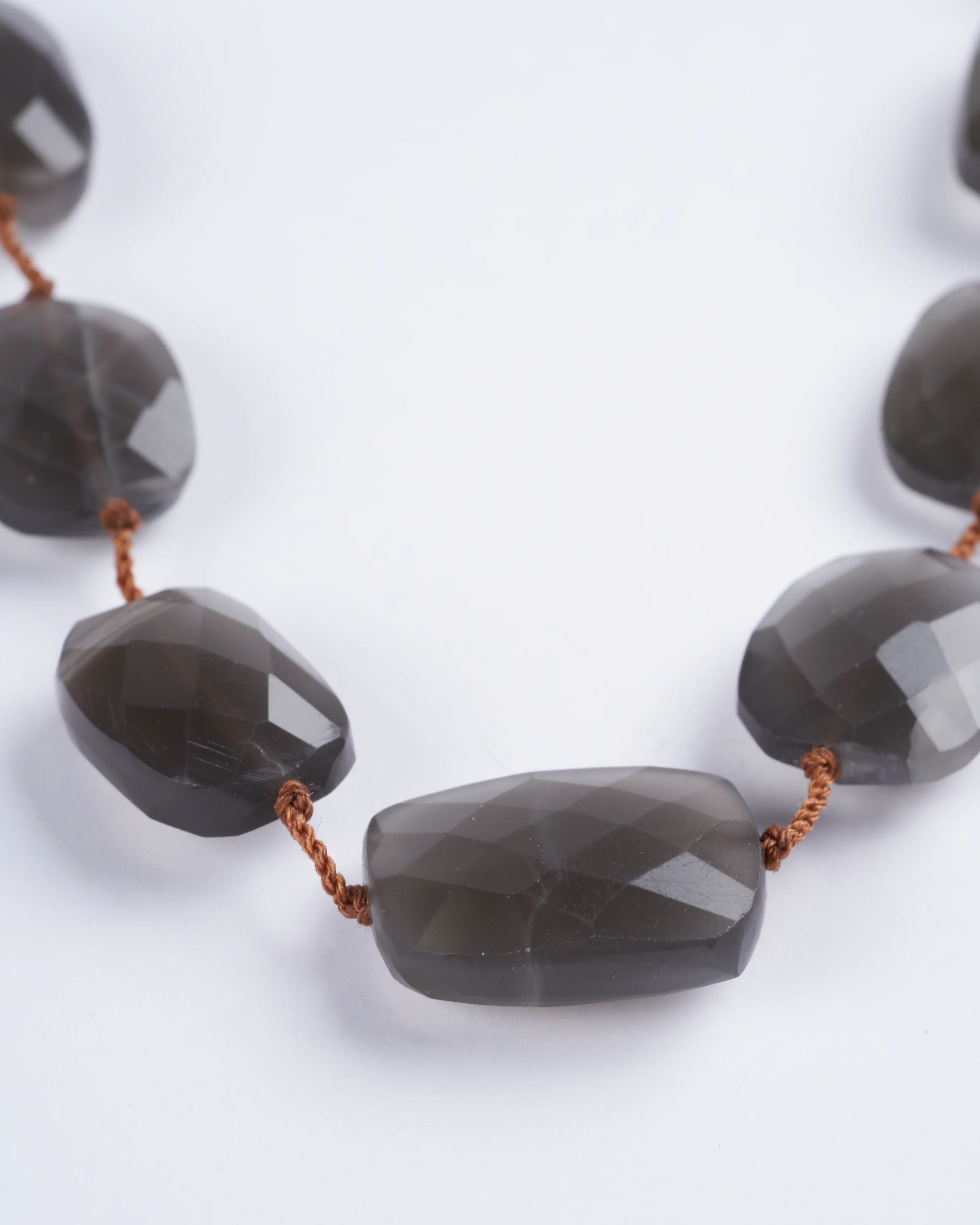 9 stone grey moonstone tassel necklace - grey and stone - Image 2