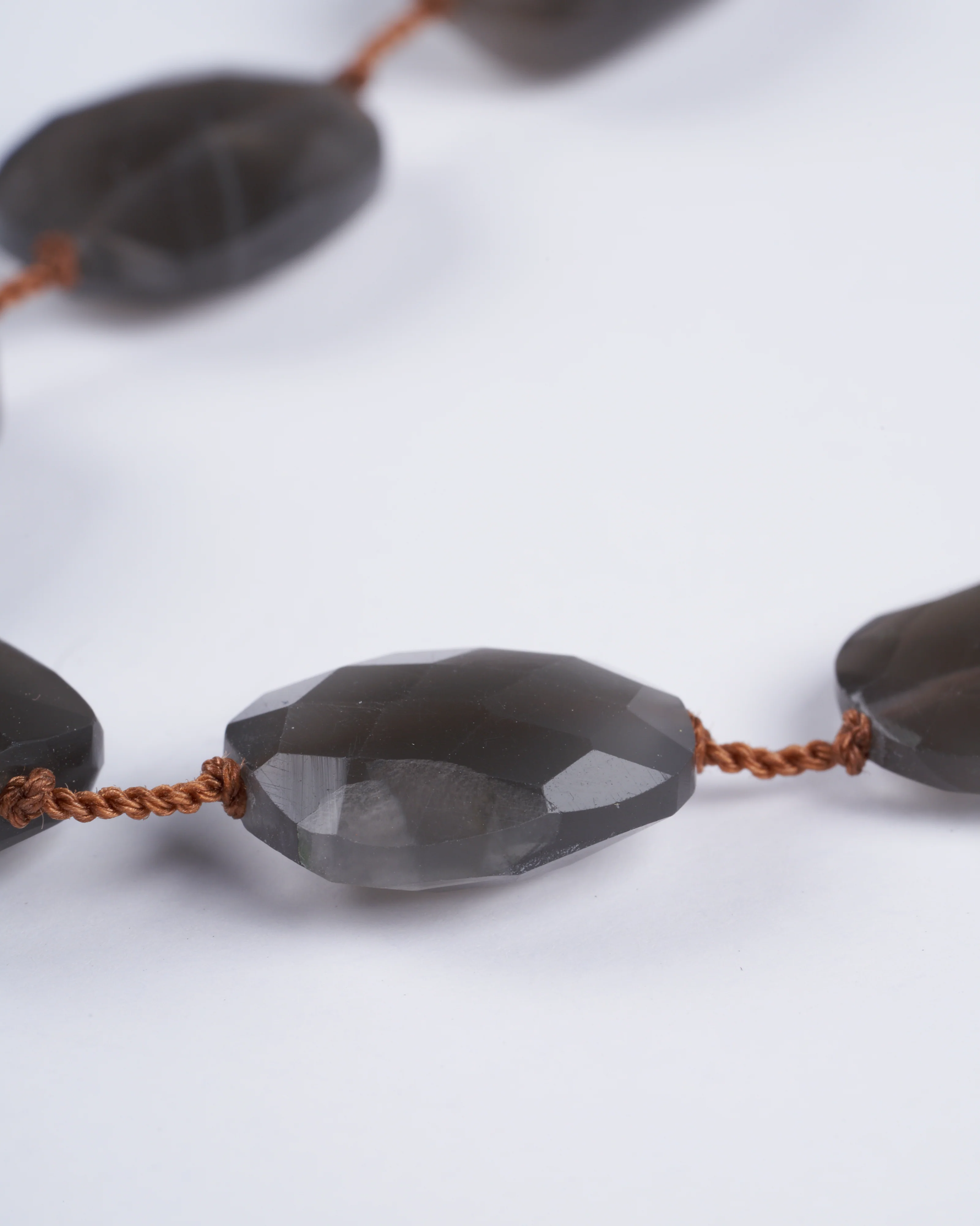 9 stone grey moonstone tassel necklace - grey and stone - Image 3