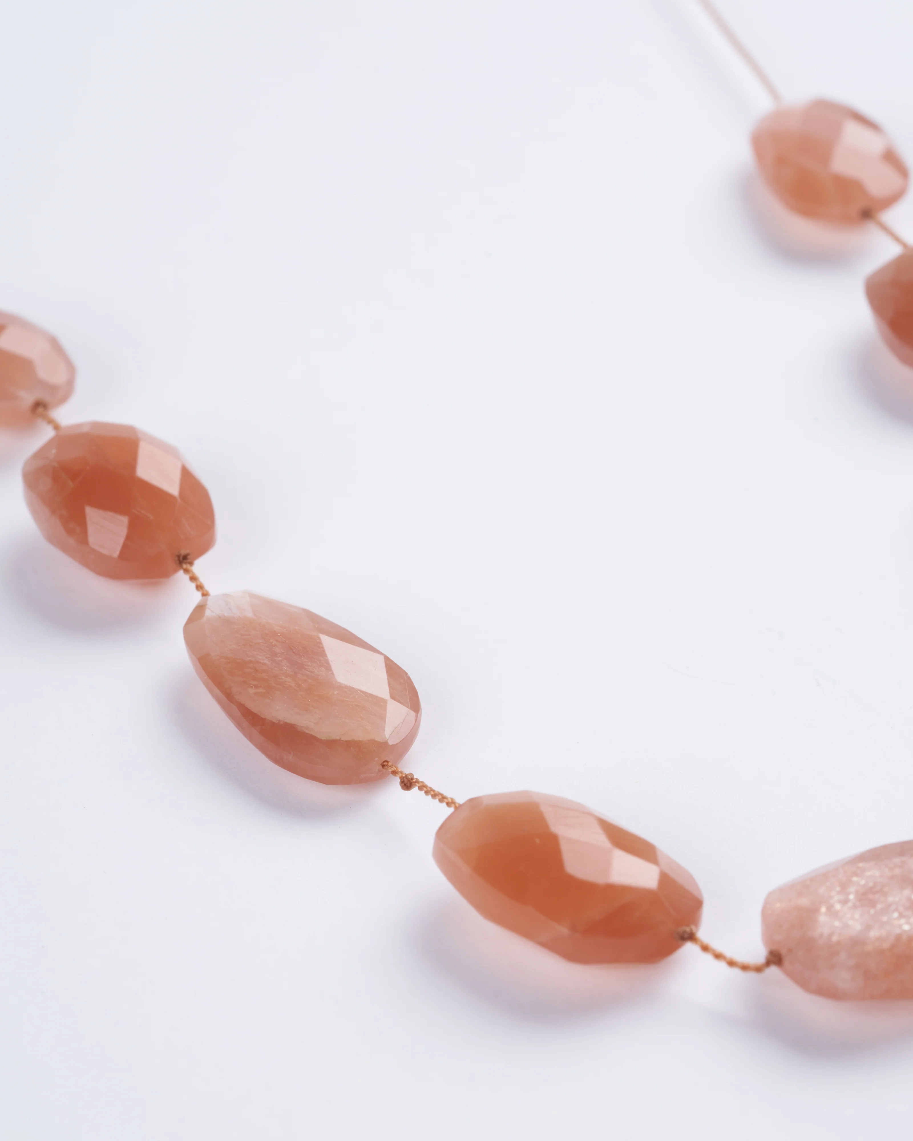 9 stone peach moonstone tassel necklace - peach and stone - Image 2