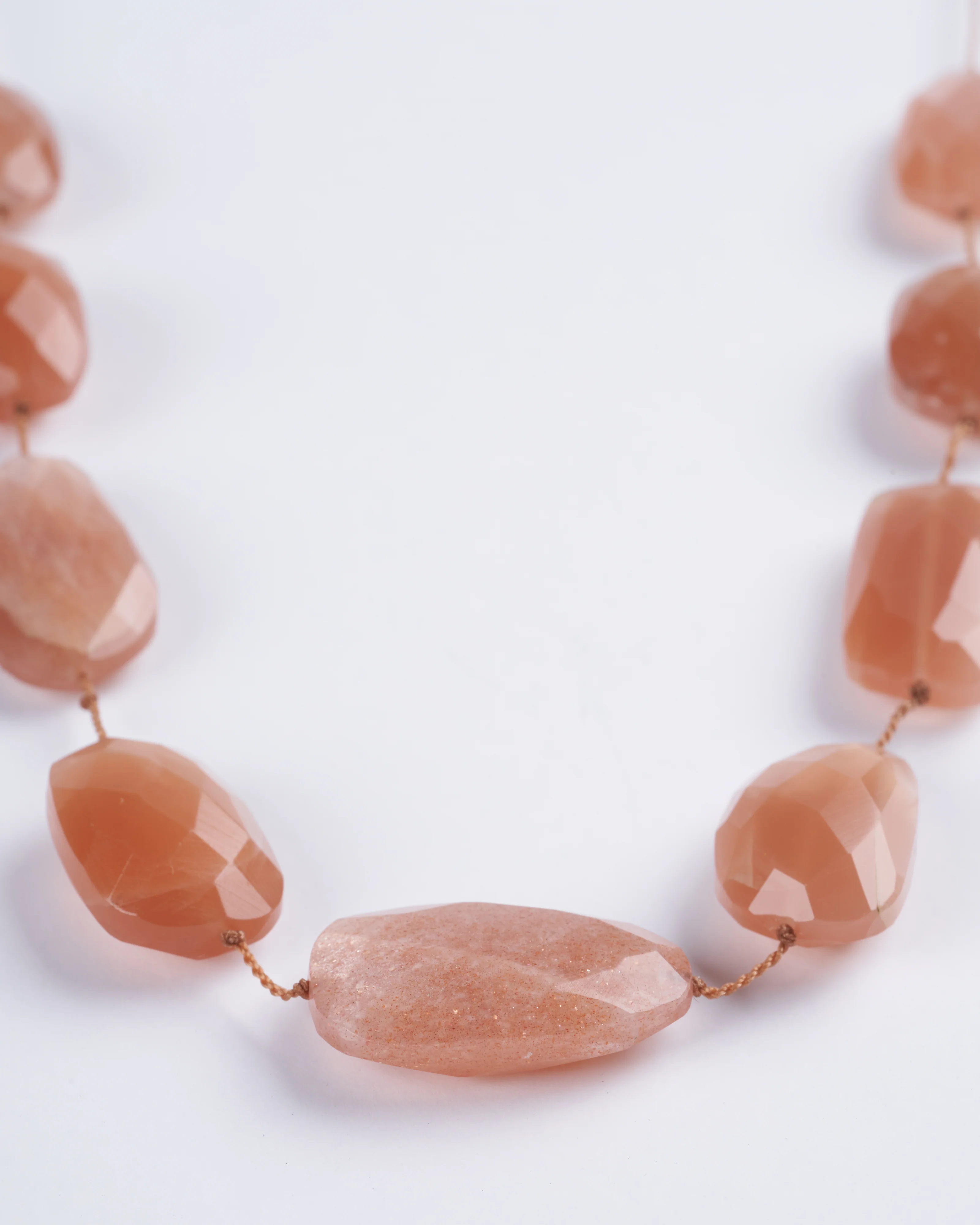 9 stone peach moonstone tassel necklace - peach and stone - Image 3
