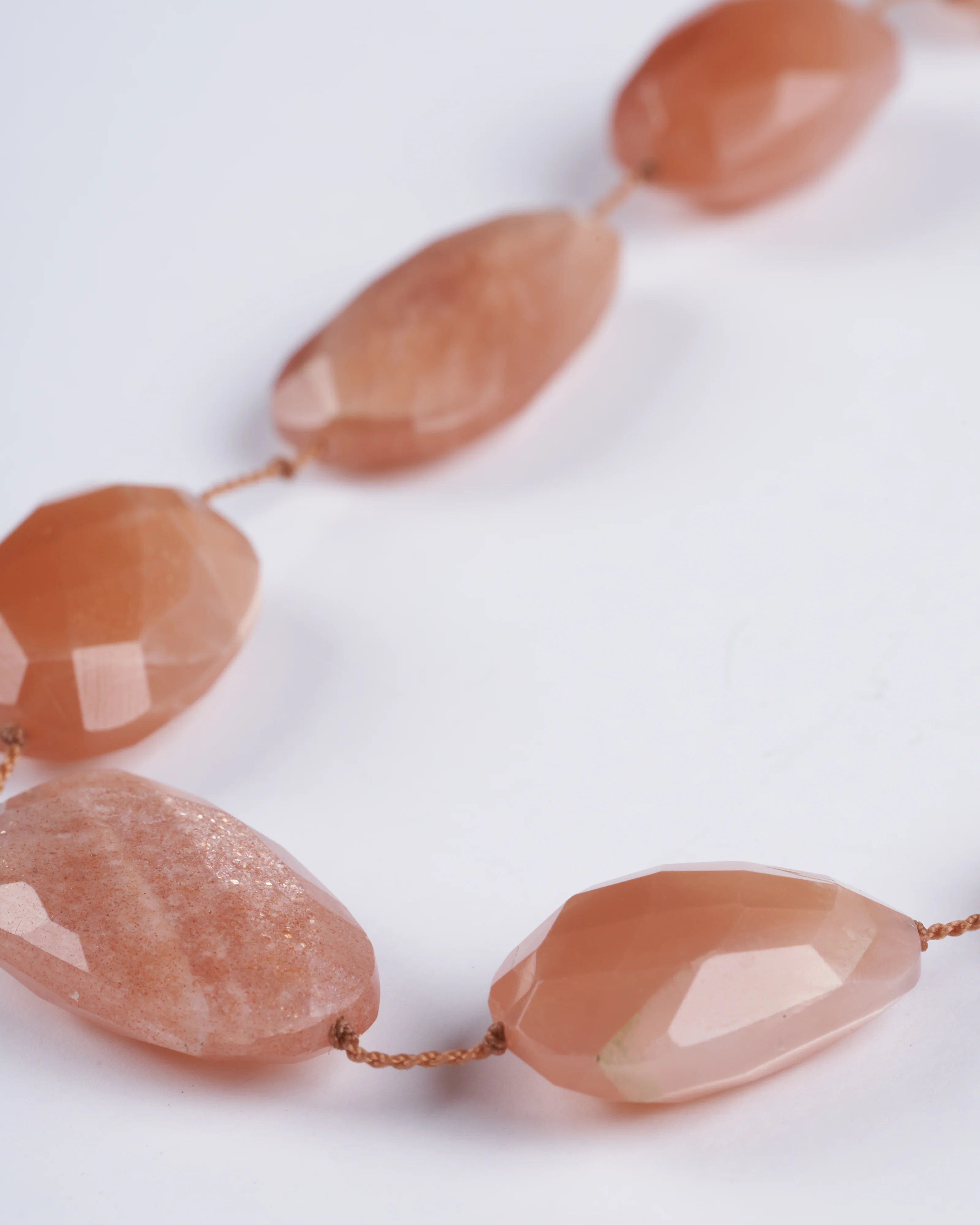 9 stone peach moonstone tassel necklace - peach and stone - Image 4