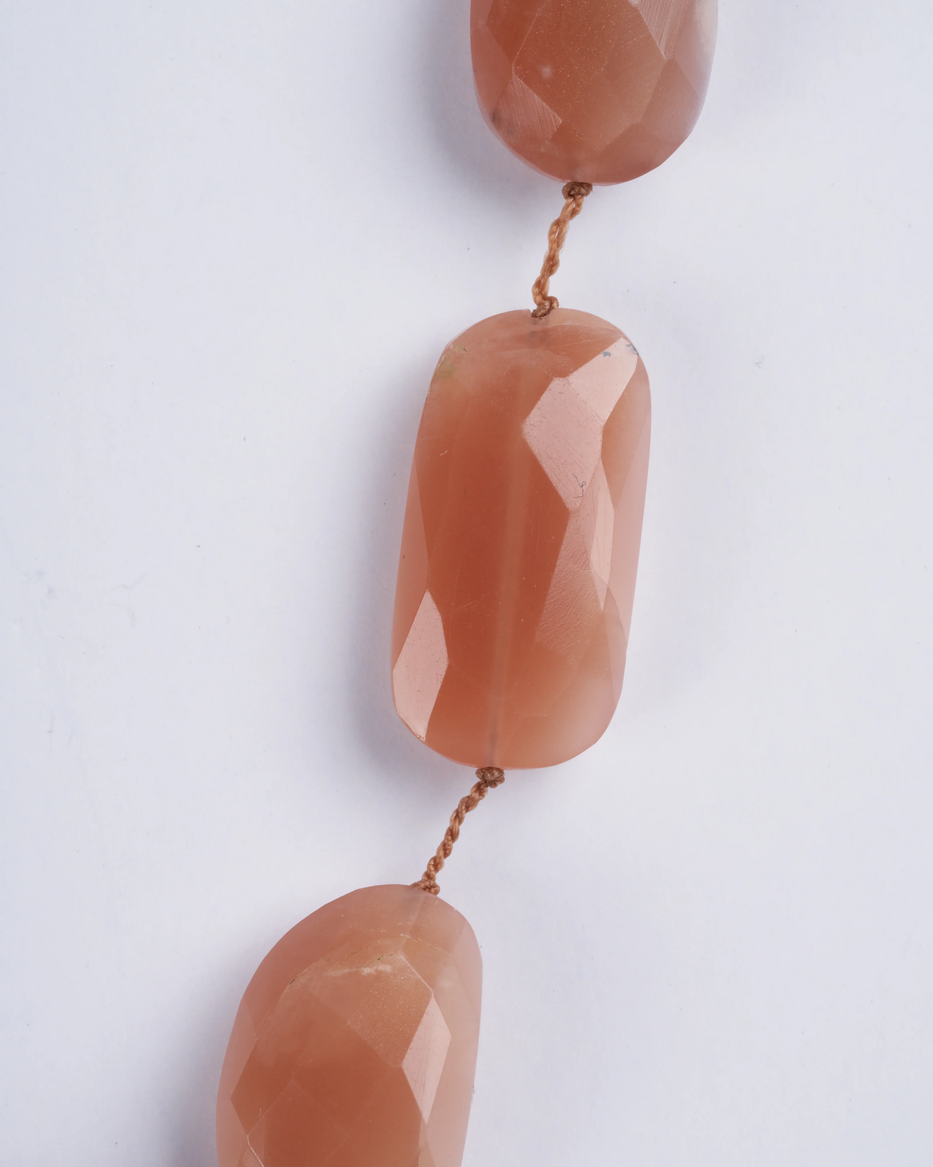 9 stone peach moonstone tassel necklace - peach and stone - Image 5