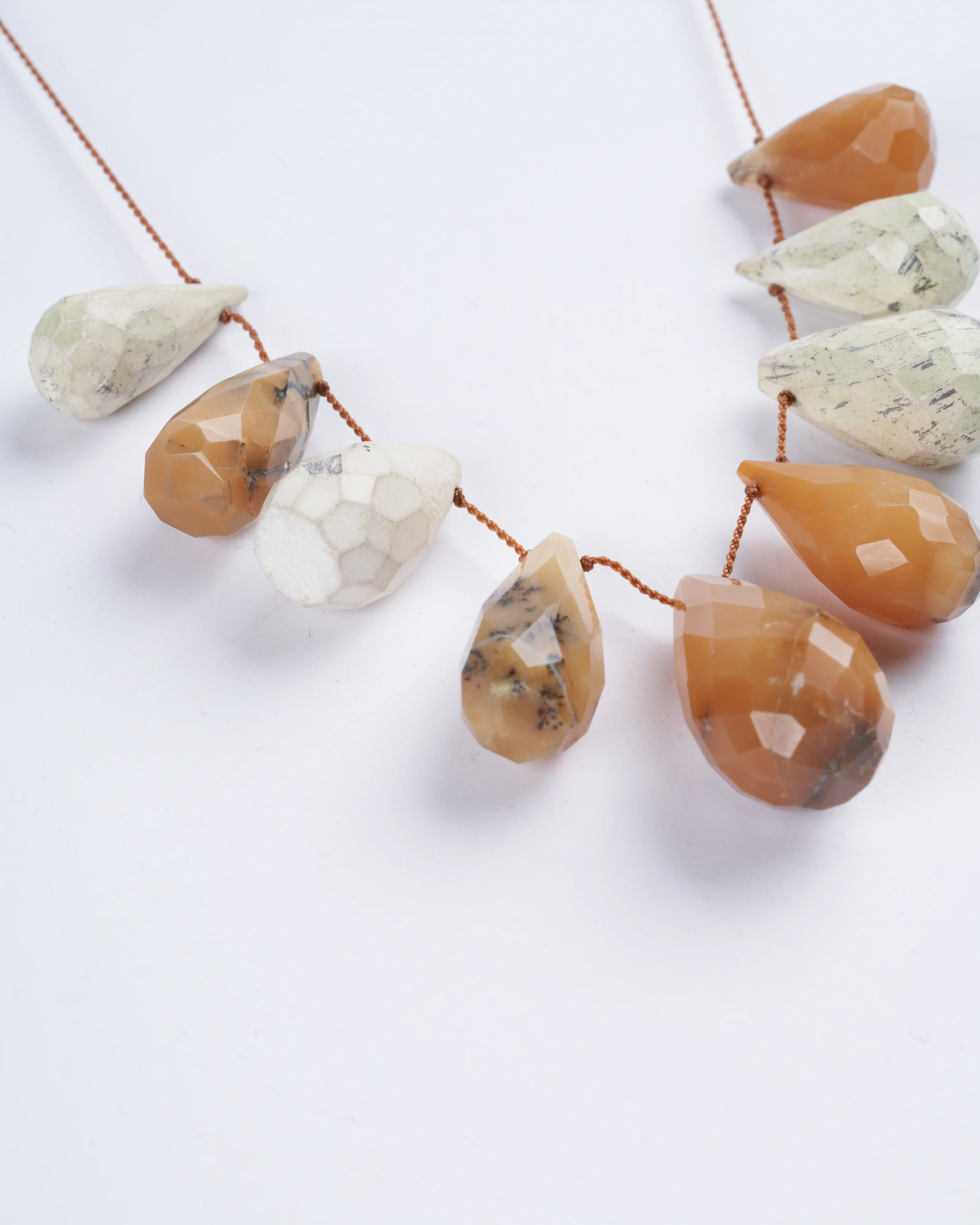 9 stone rustic opal drops tassel necklace - stone - Image 2