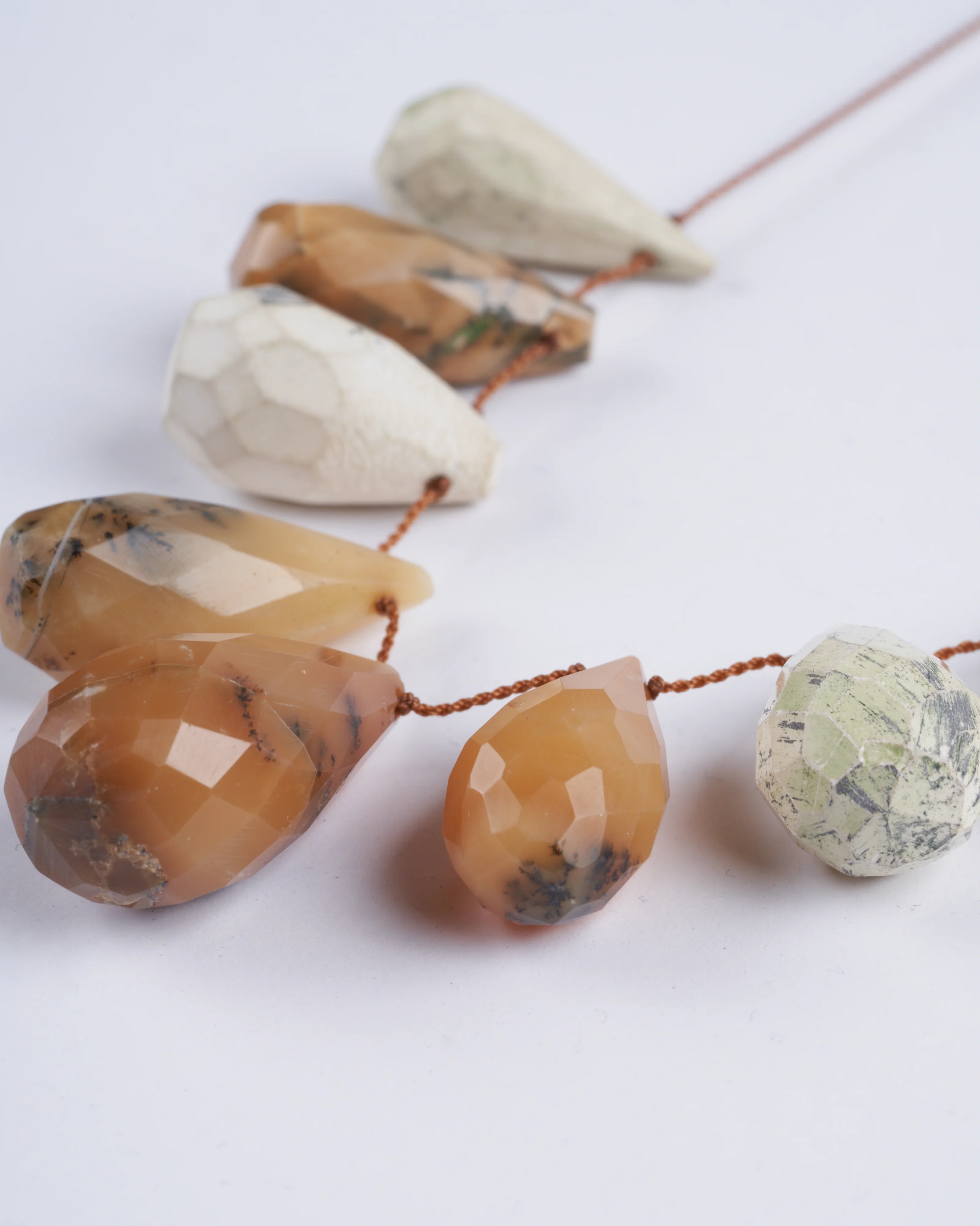 9 stone rustic opal drops tassel necklace - stone - Image 3