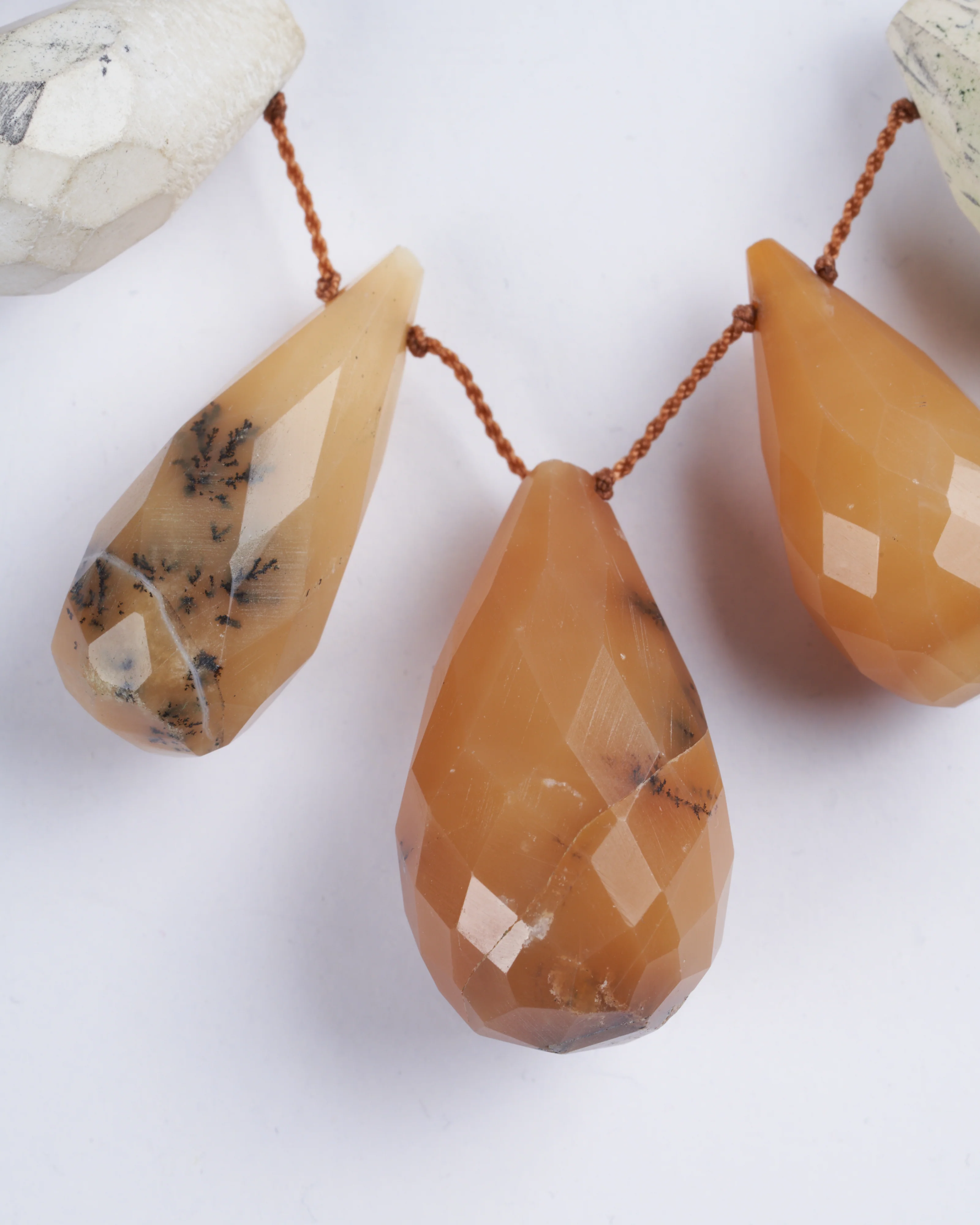 9 stone rustic opal drops tassel necklace - stone - Image 4