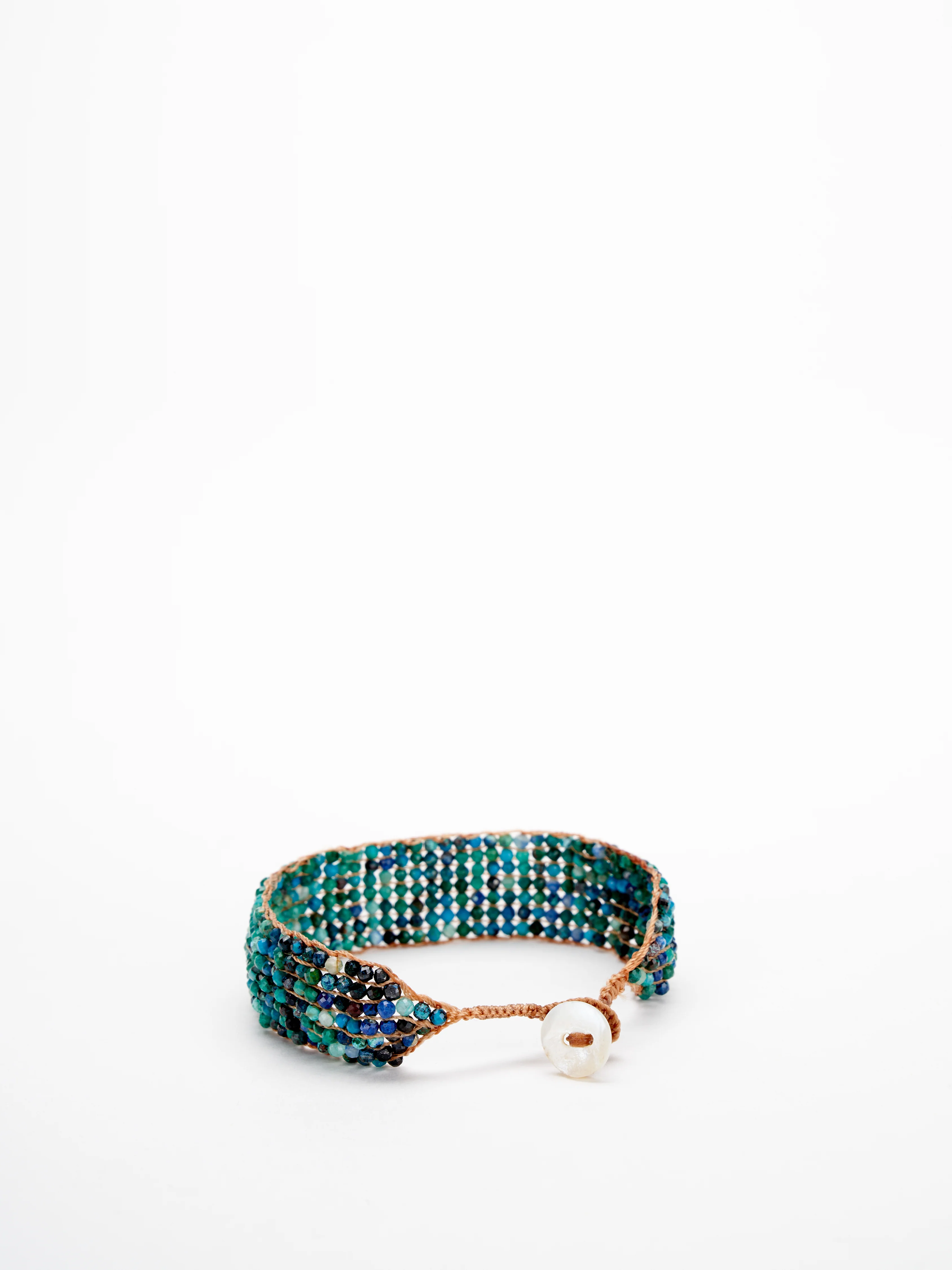 7 line button bracelet - chrysophase - Image 3