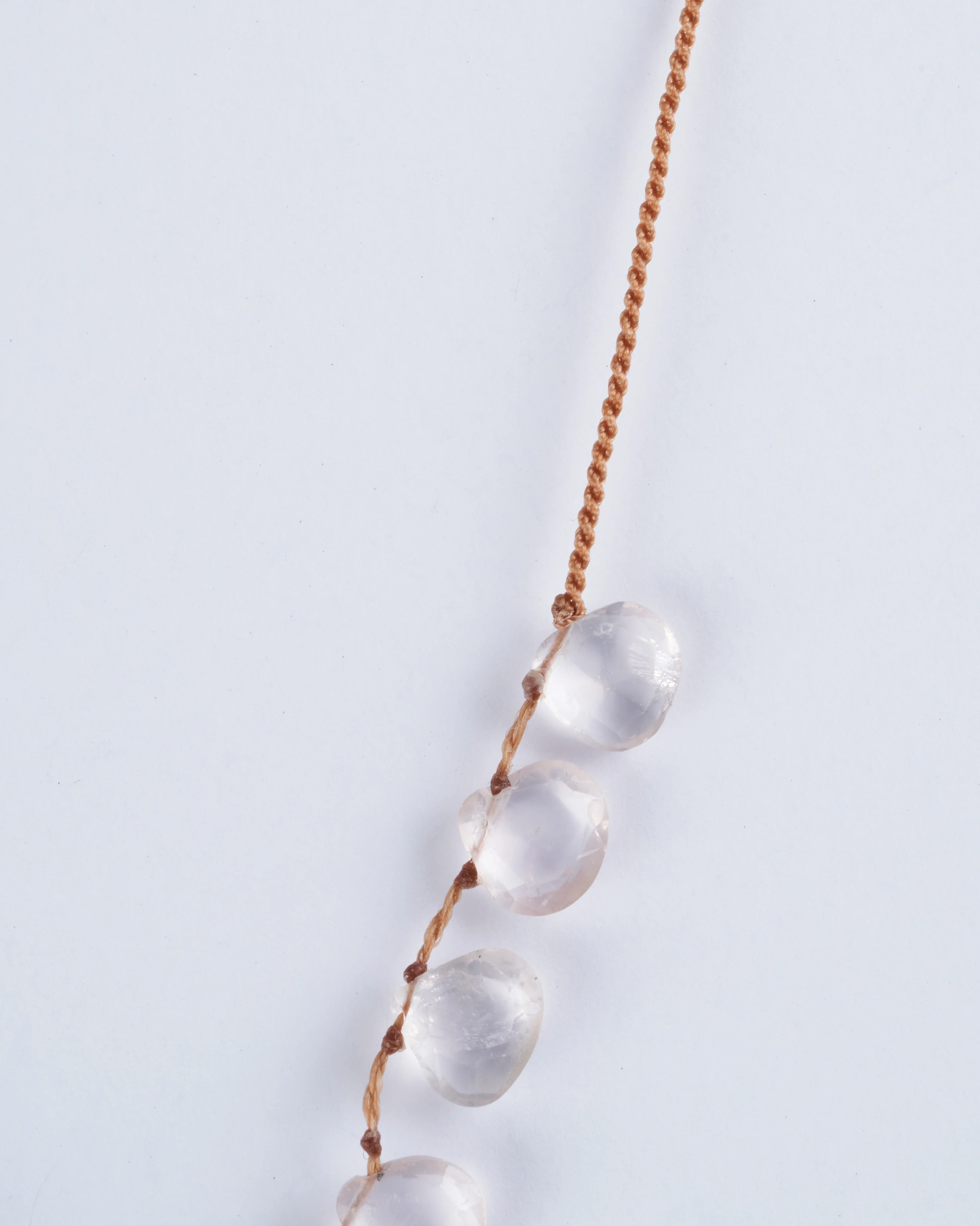 floating rose quartz necklace w/ slide knot tassel - rose quartz - Image 2