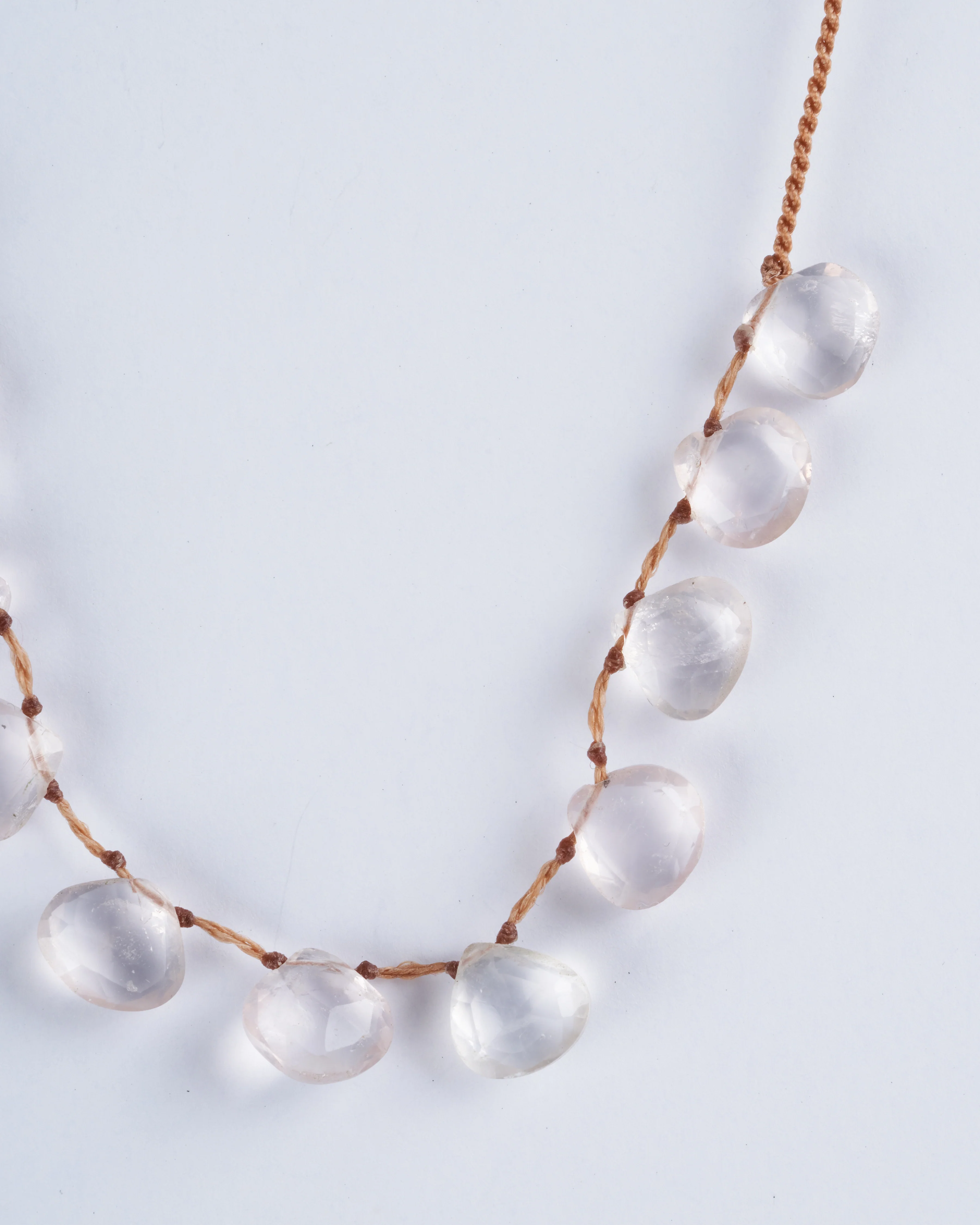 floating rose quartz necklace w/ slide knot tassel - rose quartz - Image 3