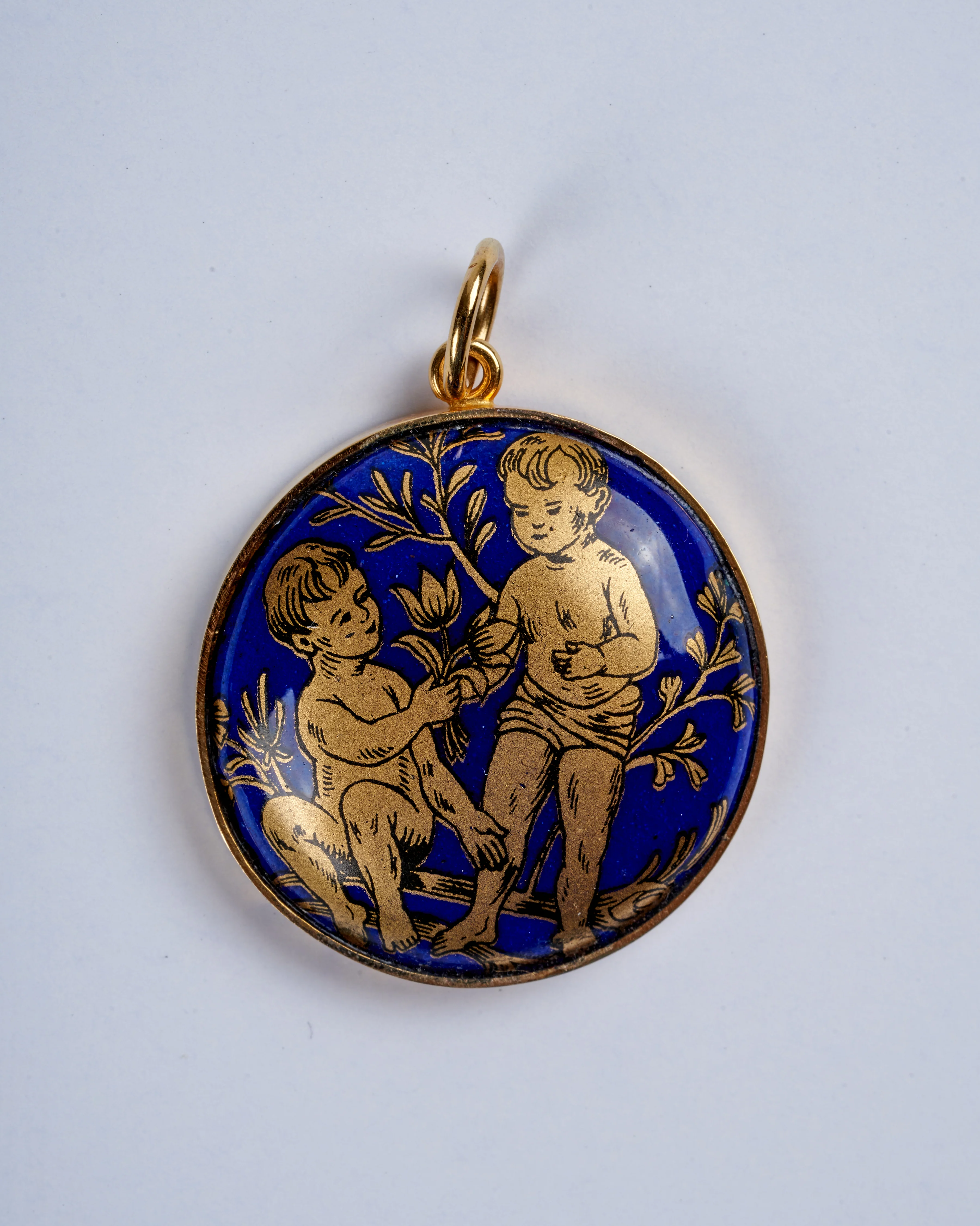 large blue venetian glass pendant w/ 18k yellow gold