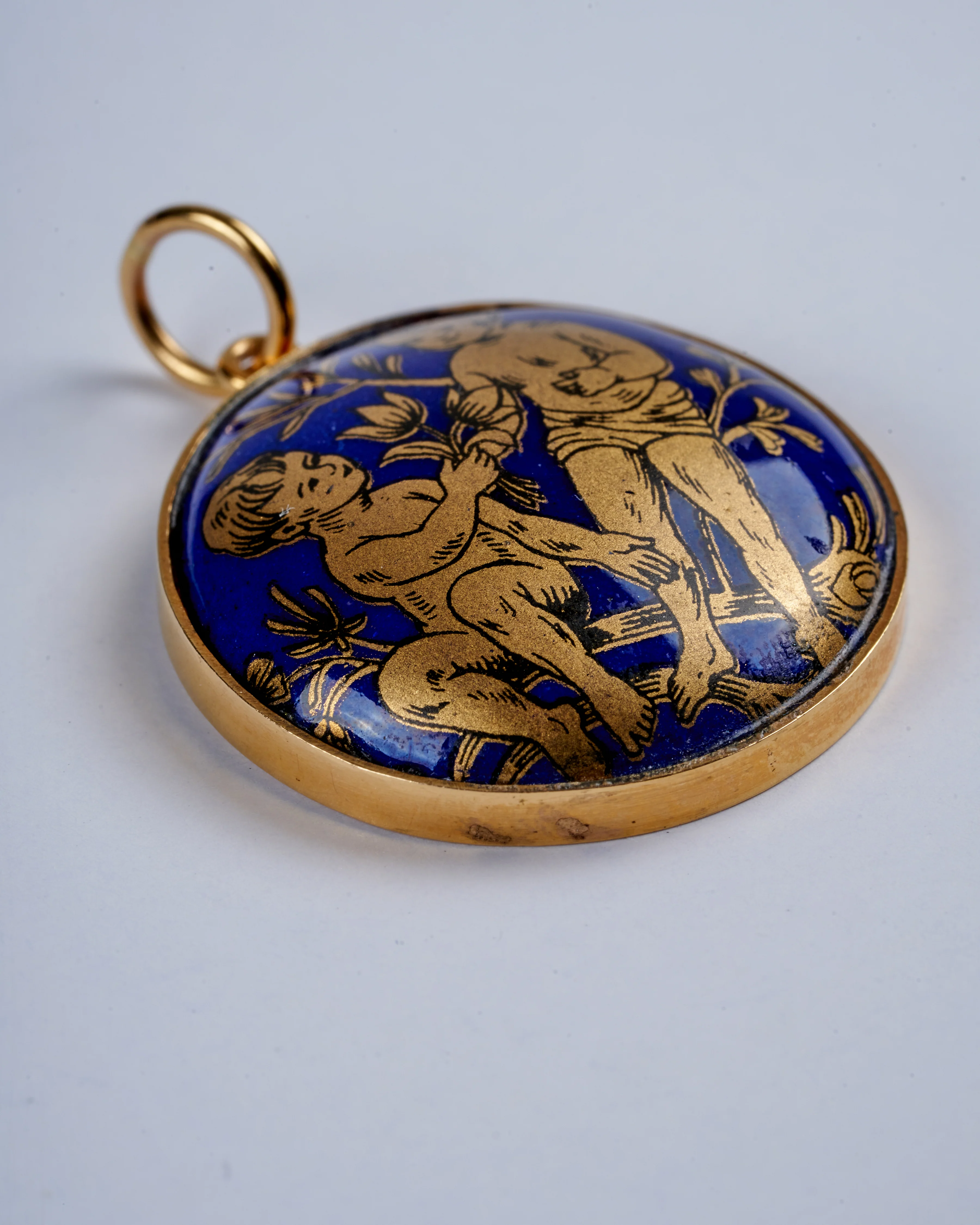 large blue venetian glass pendant w/ 18k yellow gold - Image 2