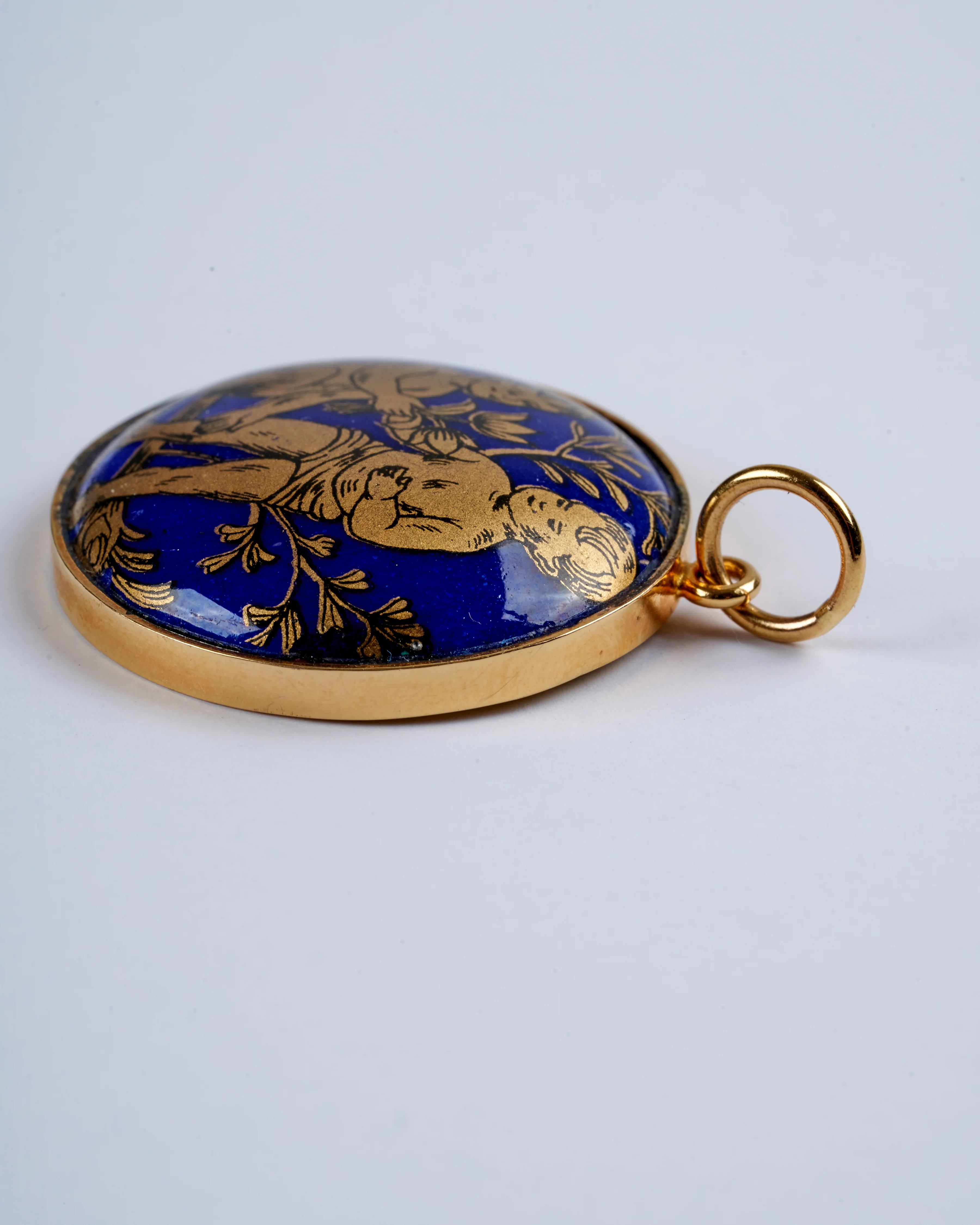 large blue venetian glass pendant w/ 18k yellow gold - Image 3