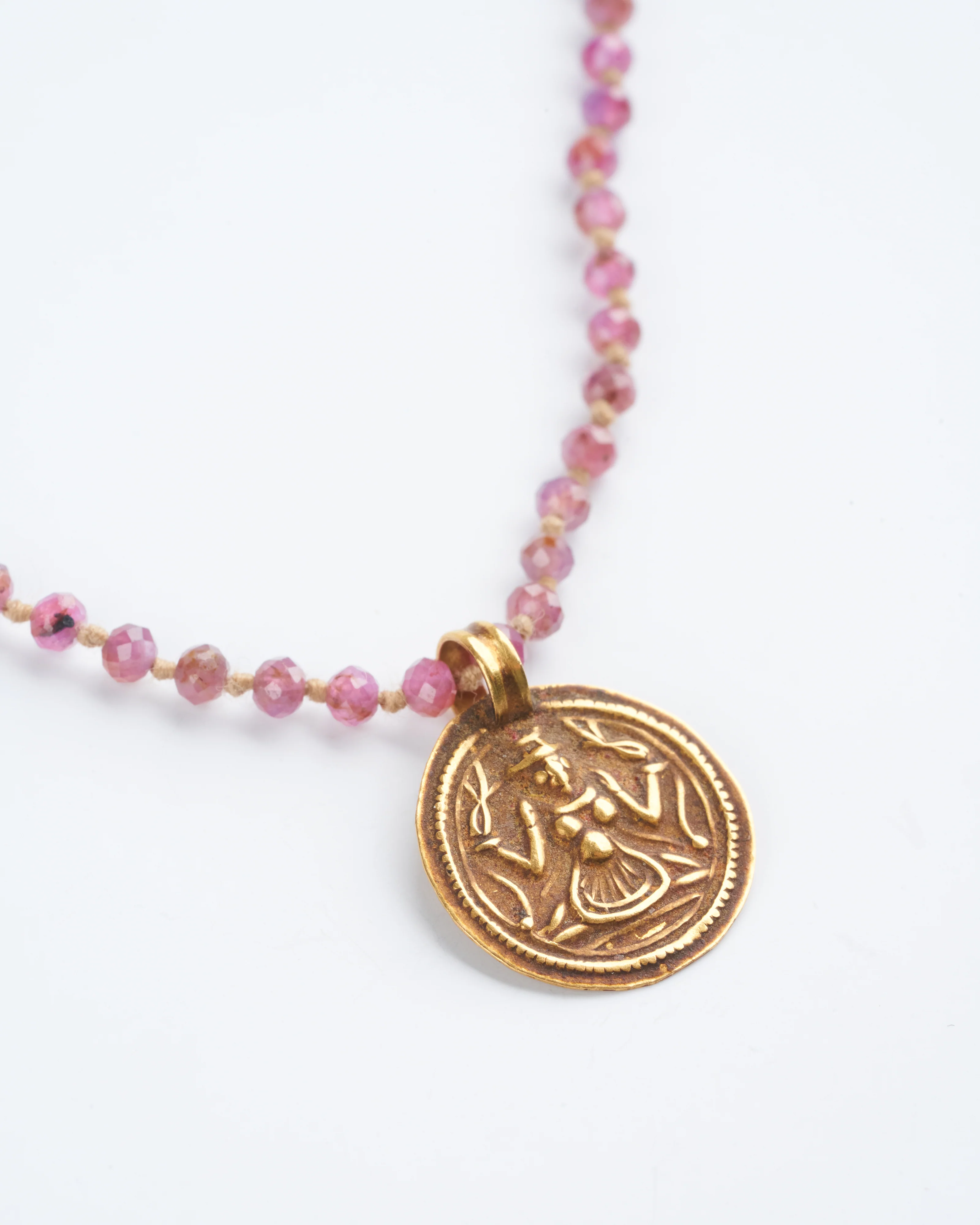 pink sapphire necklace with gold pendant - pink sapphire - Image 2