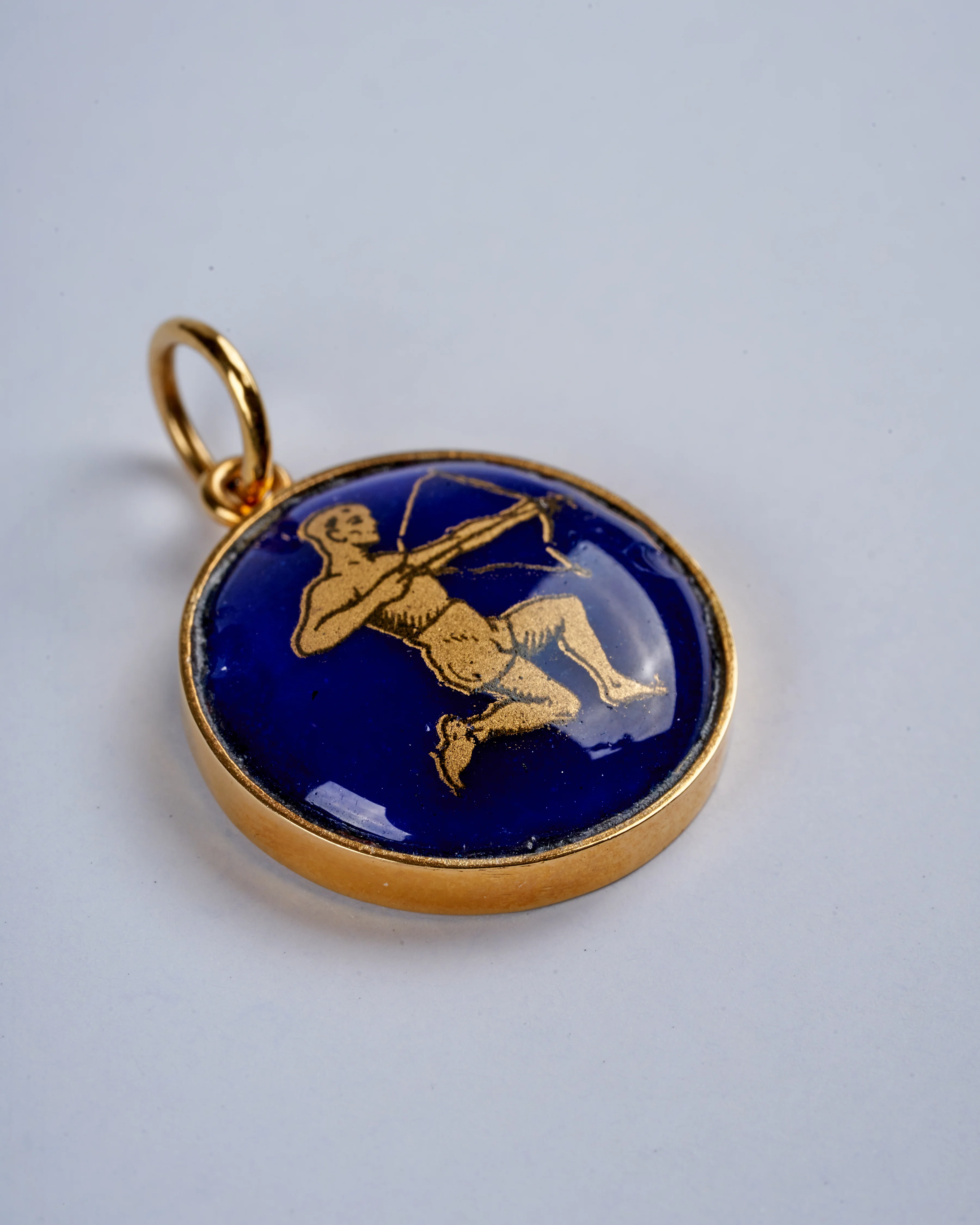 small blue venetian glass pendant w/ 18k yellow gold - Image 2