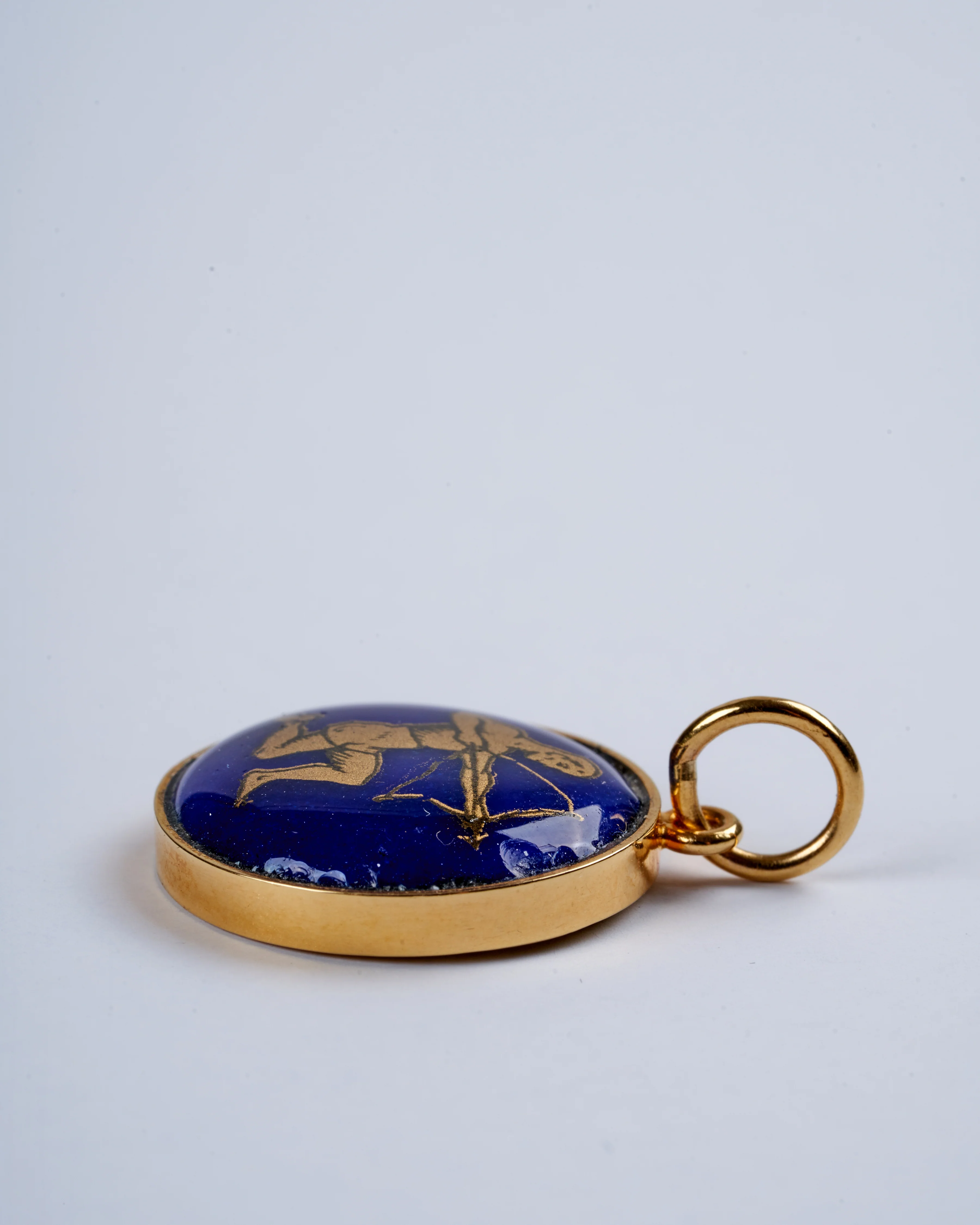 small blue venetian glass pendant w/ 18k yellow gold - Image 3