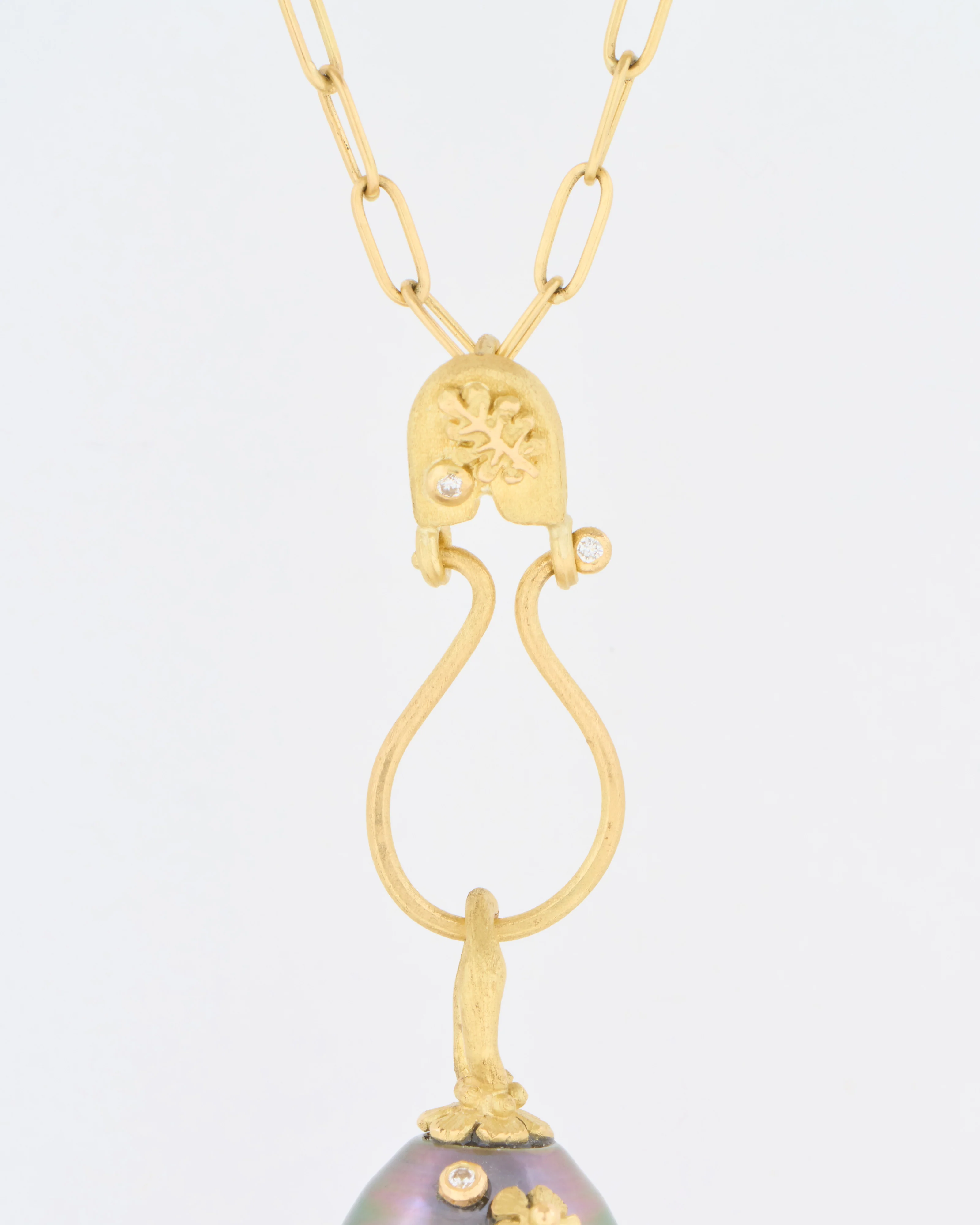 18k gold charm holder w/ diamonds - Image 5