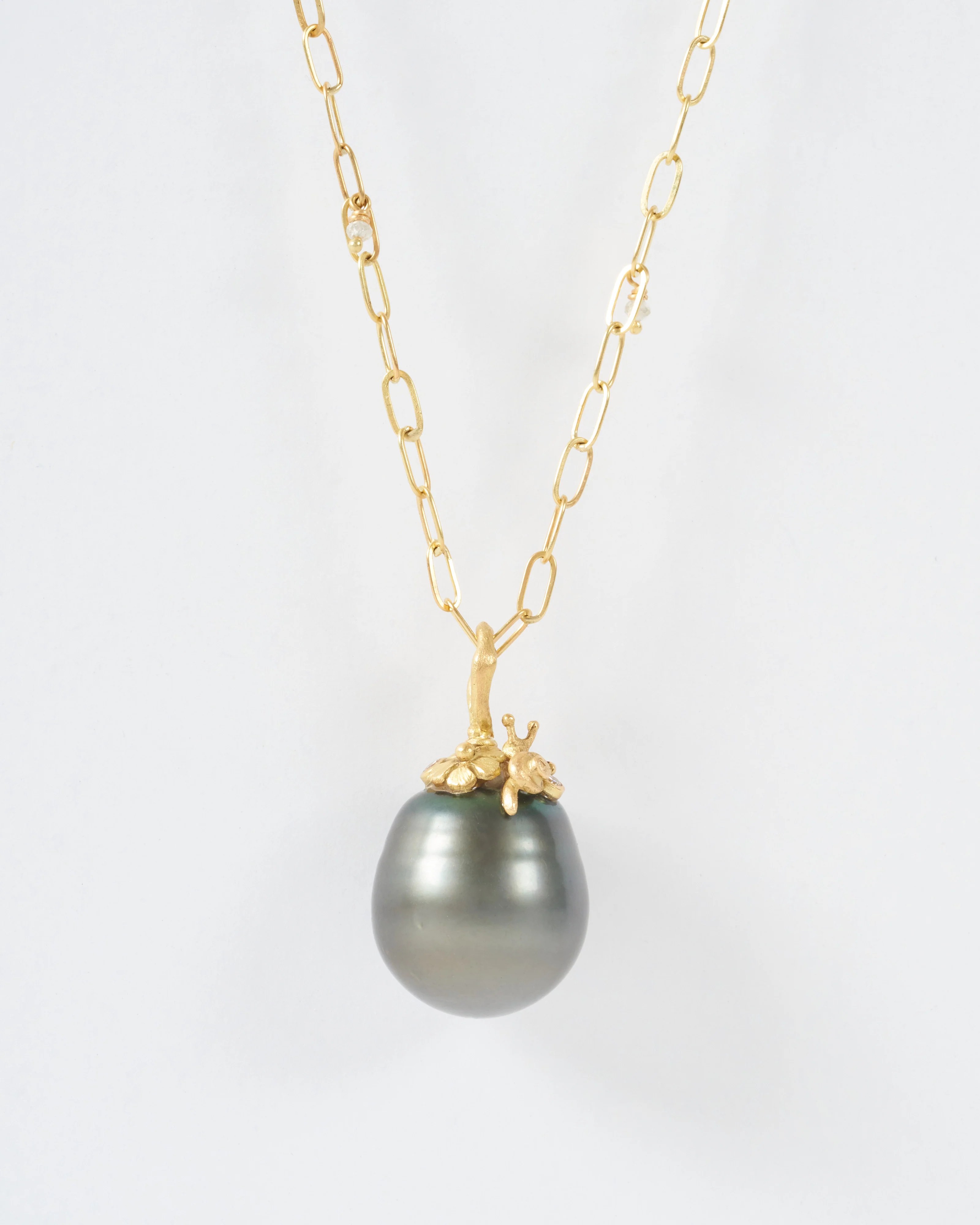 18k gold tahiti pearl pendant - Image 2