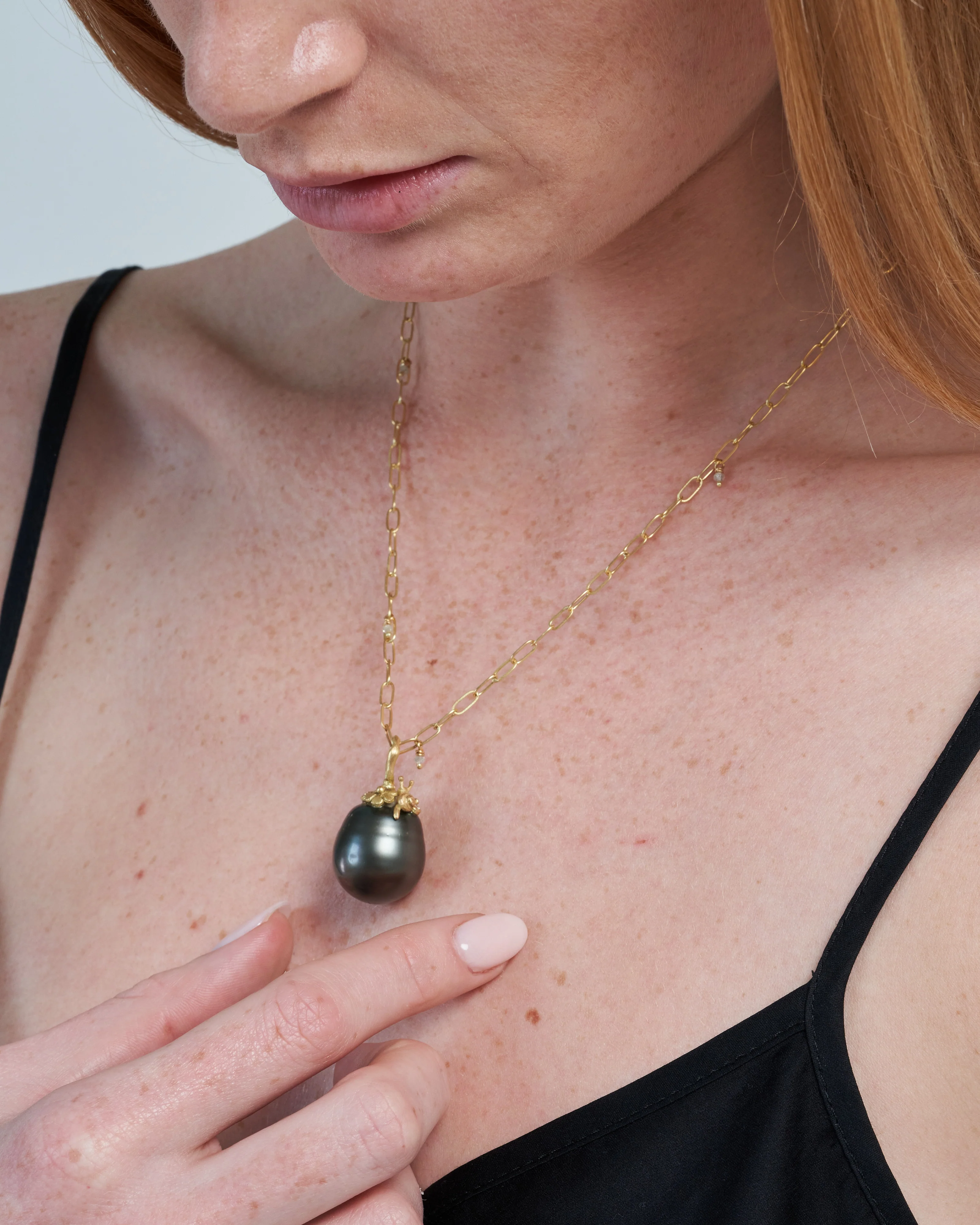 18k gold tahiti pearl pendant - Image 4