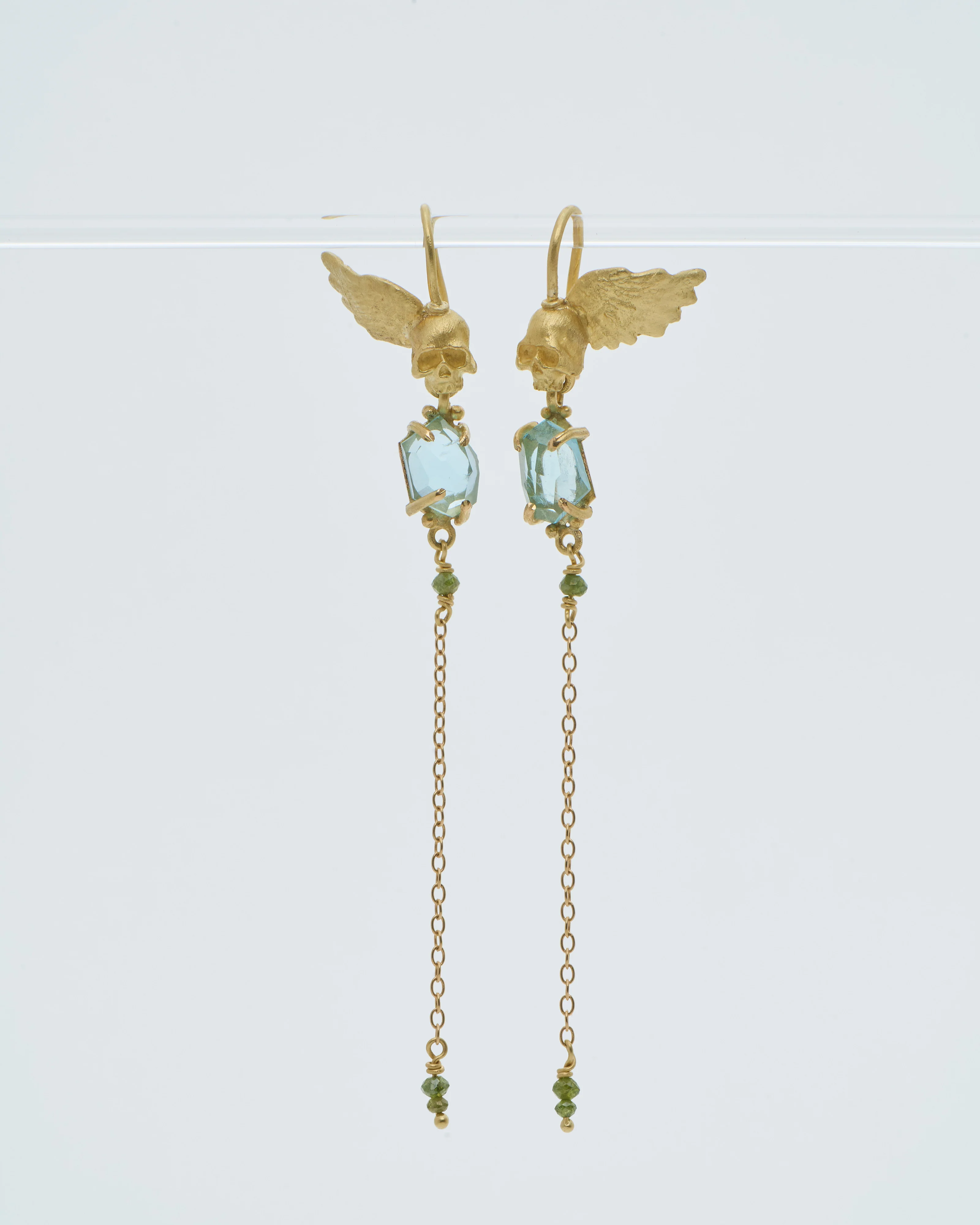 aquamarine skull earrings - Image 3