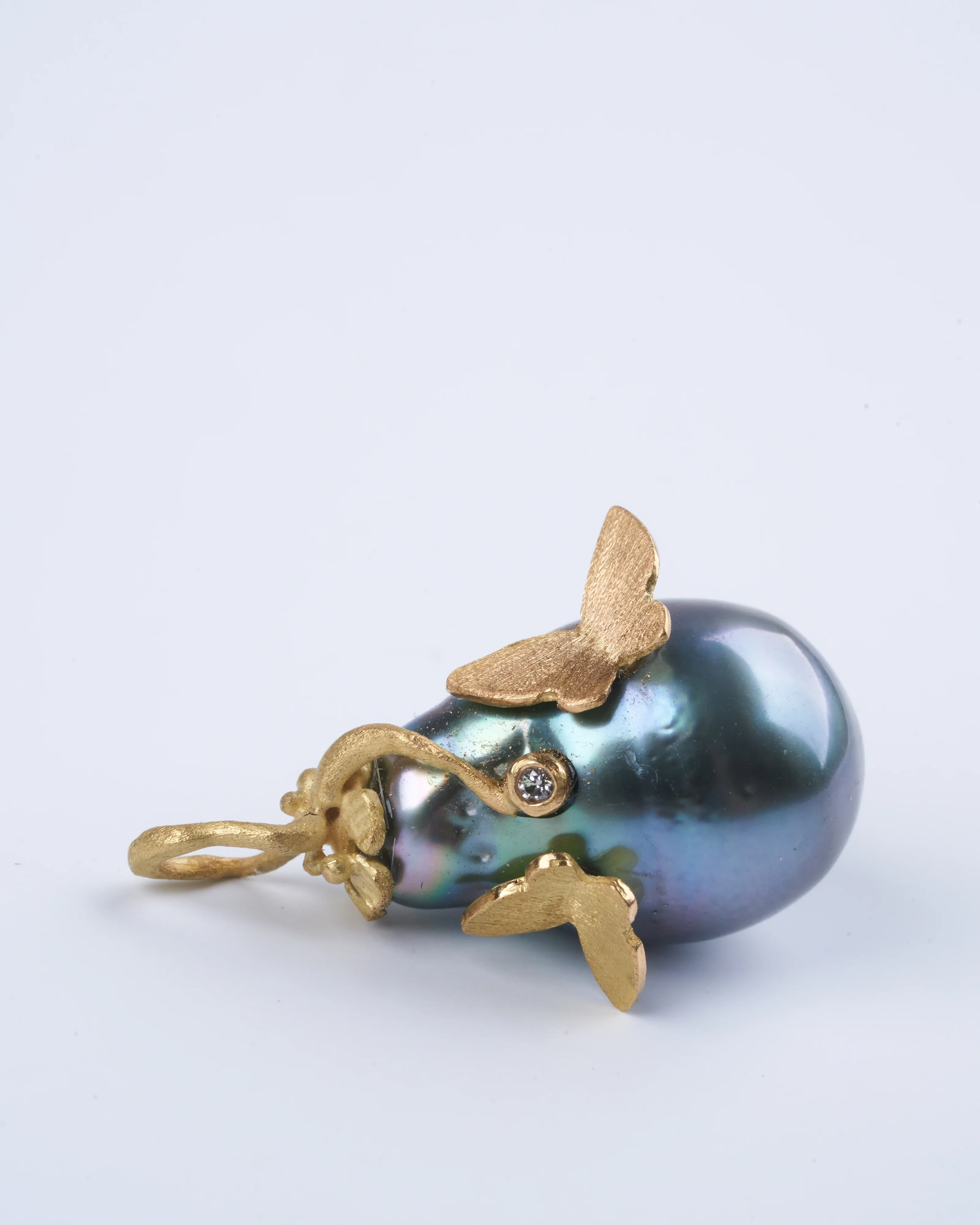 blue pearl with butterflies - blue / gold - Image 2