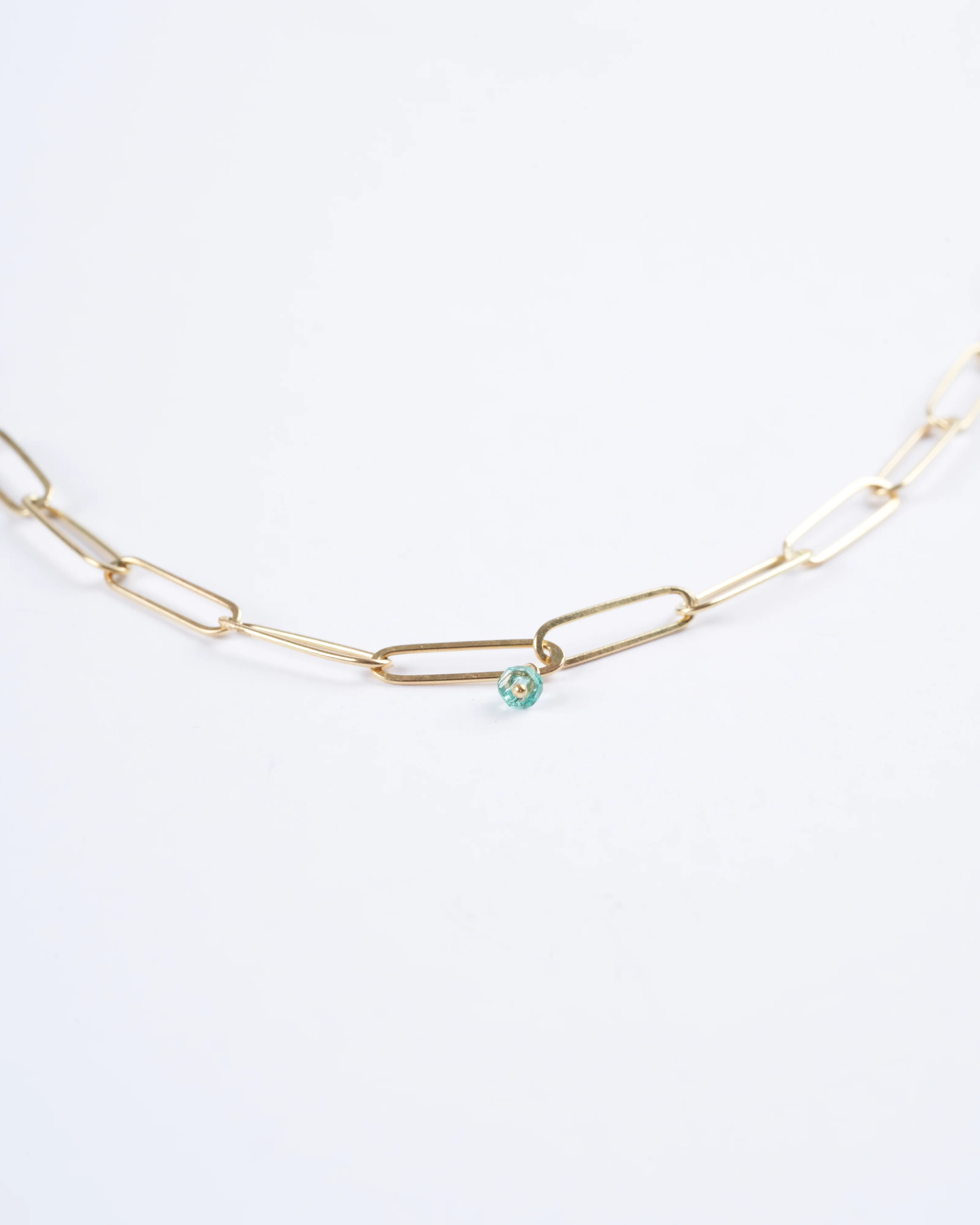 popsicle necklace with emerald beads-18" - gold - Image 2