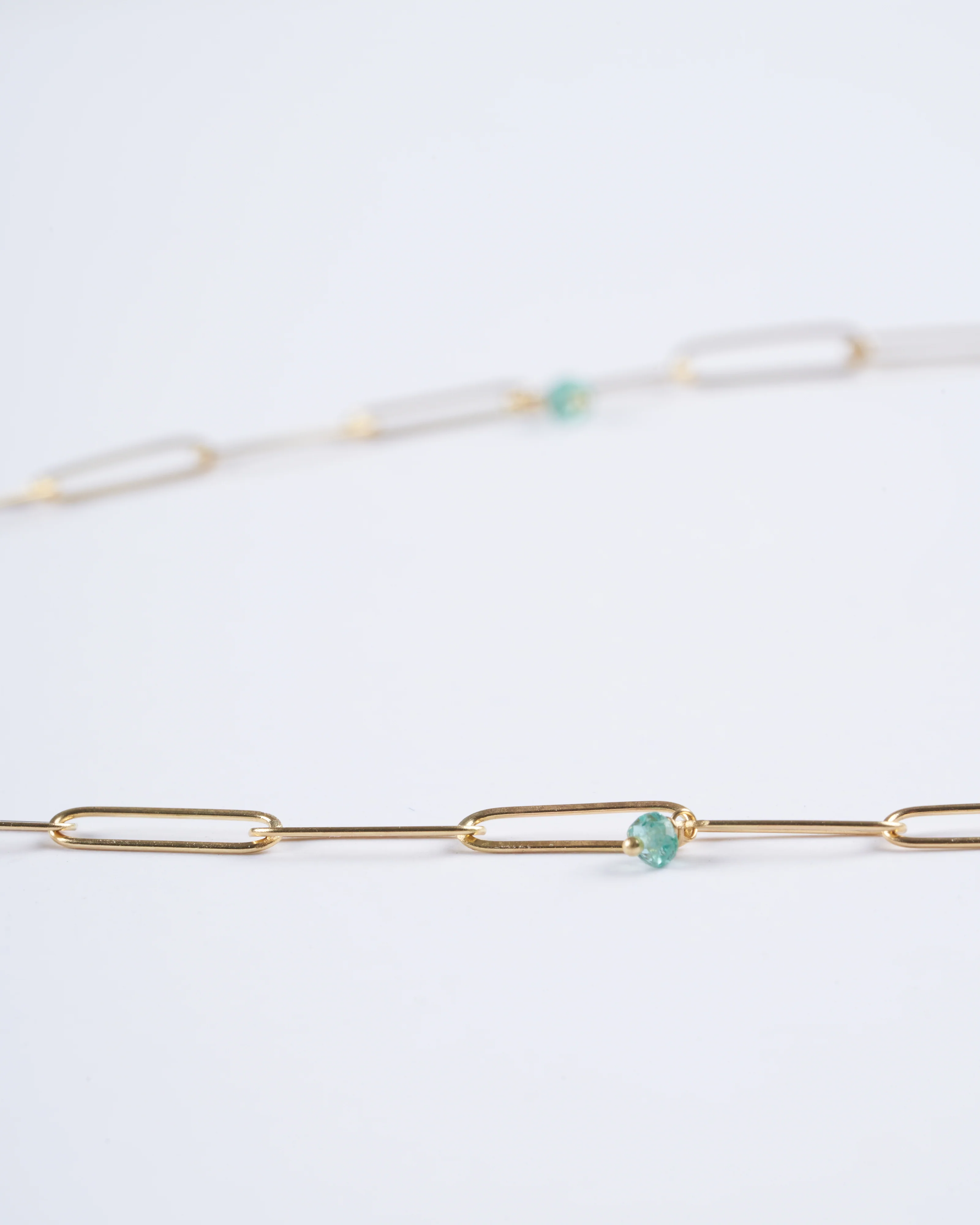 popsicle necklace with emerald beads-18" - gold - Image 3
