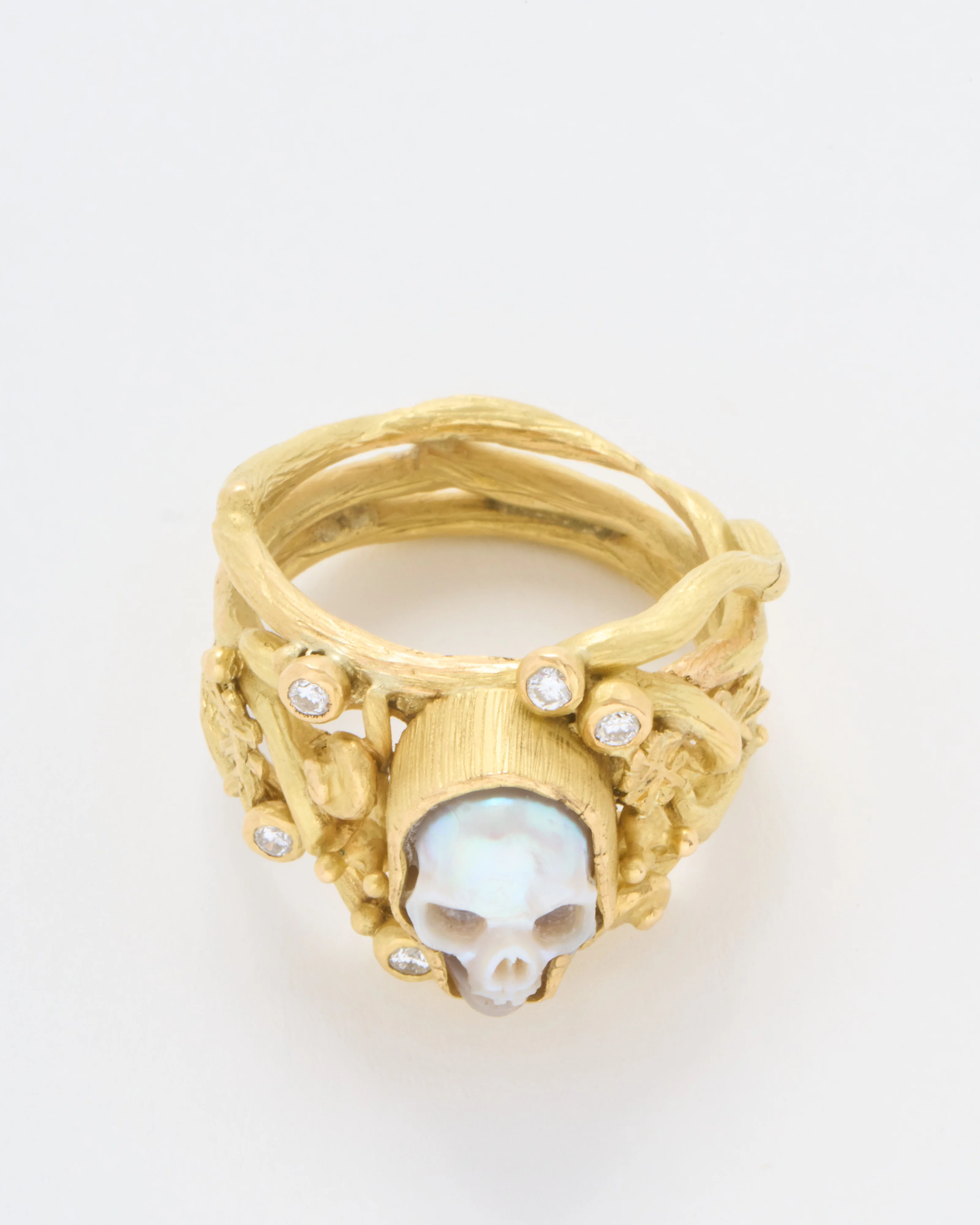 carved pearl fairy skull ring - Image 5