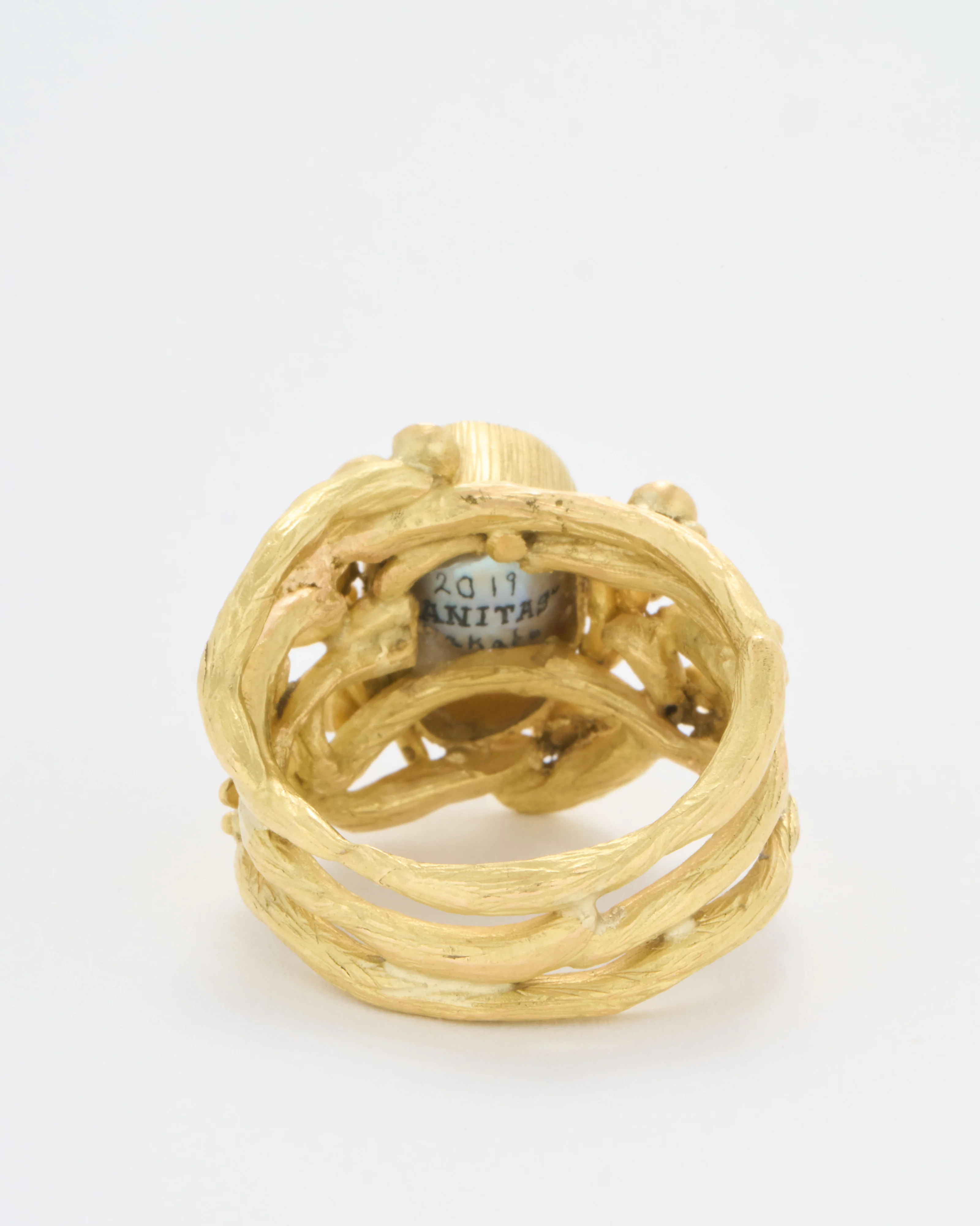 carved pearl fairy skull ring - Image 7
