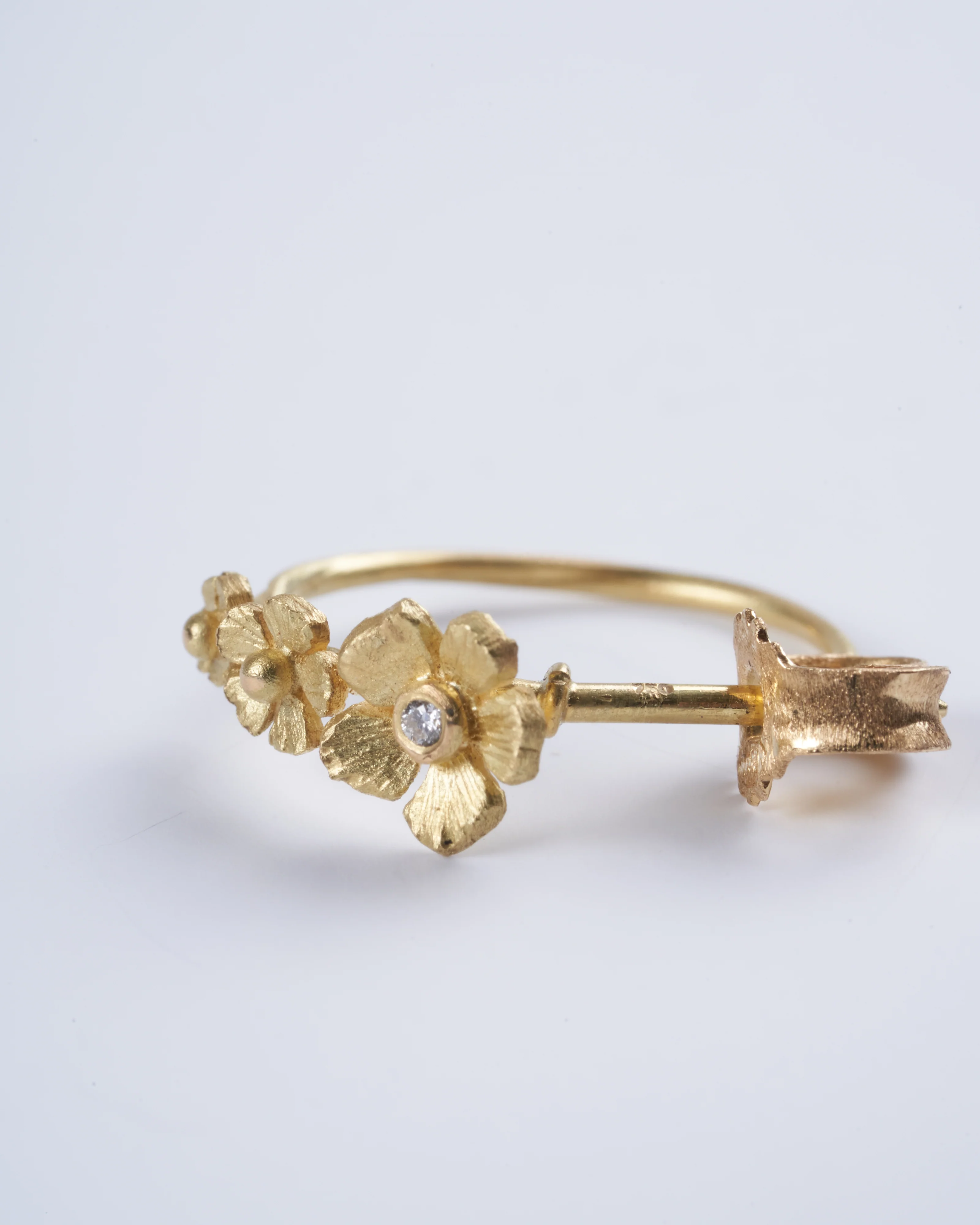 yellow gold and white diamond earrings - Image 2