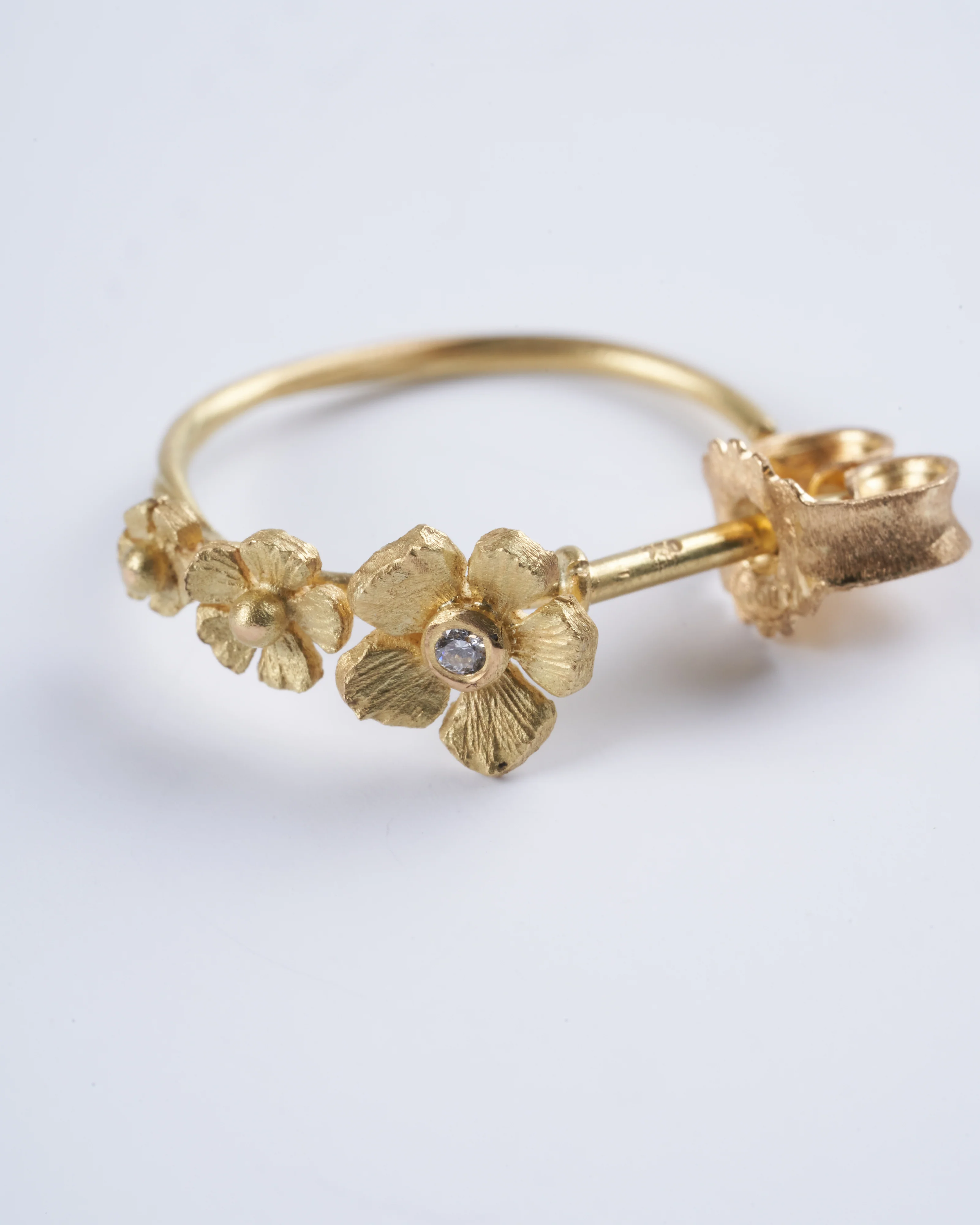 yellow gold and white diamond earrings - Image 3