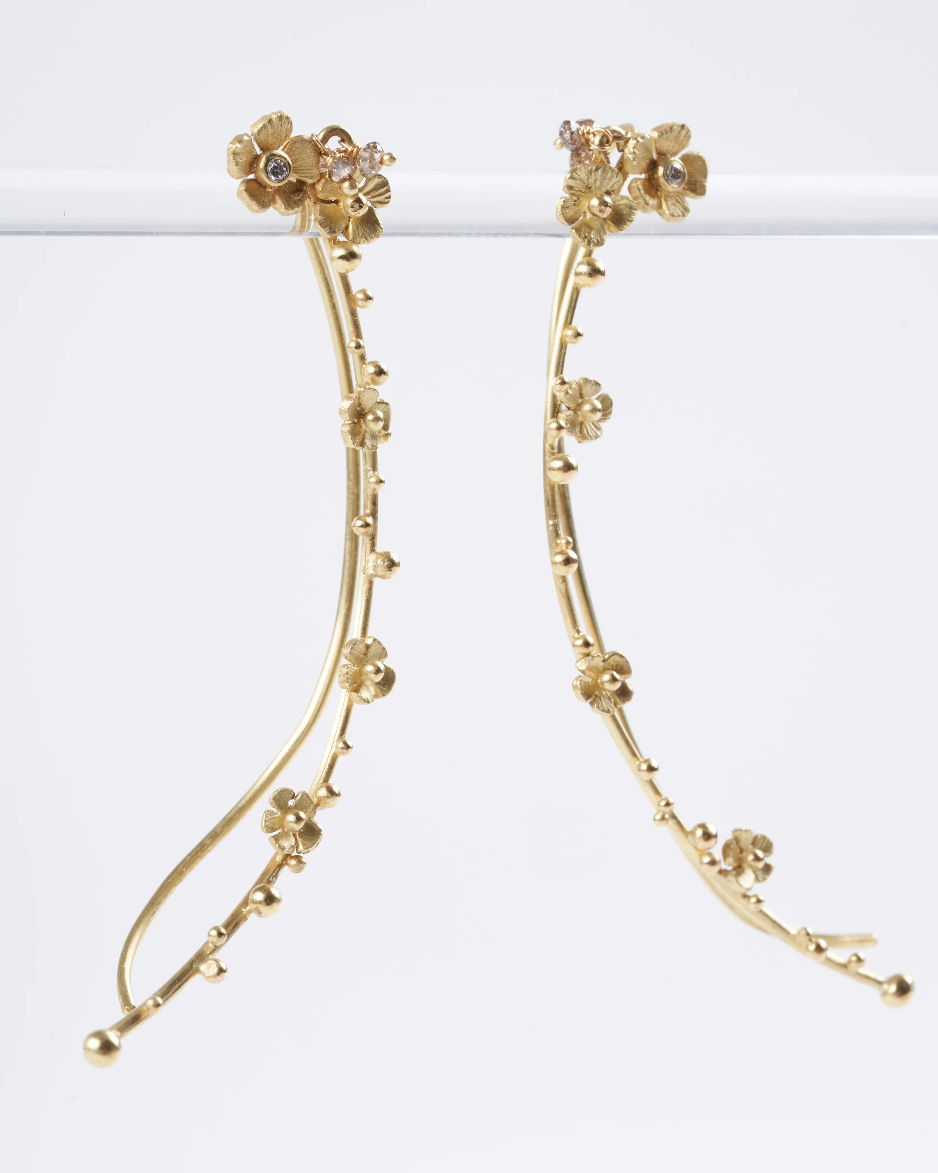 one-of-a-kind 18k gold + white diamond ear climbers (pair) - Image 2