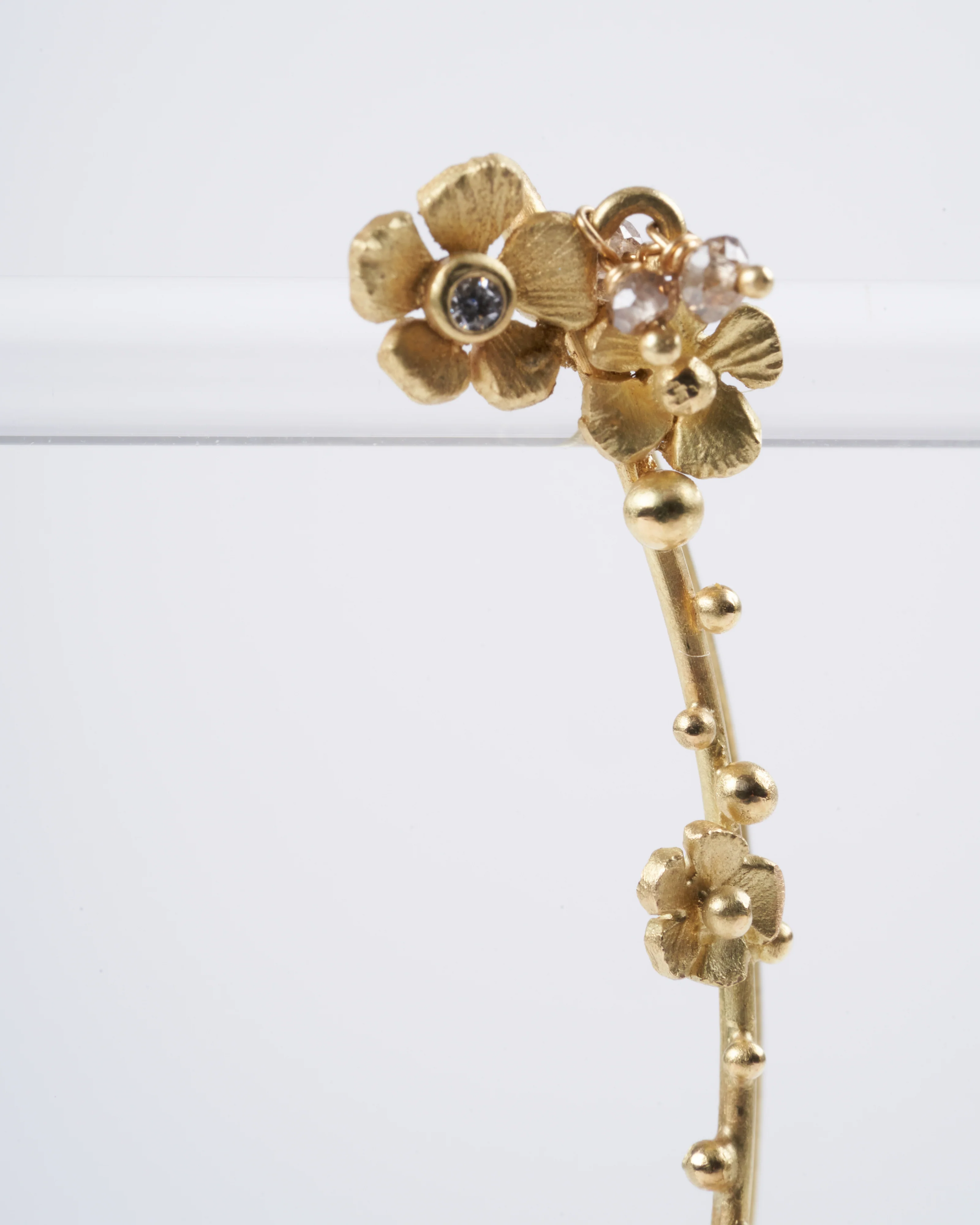 one-of-a-kind 18k gold + white diamond ear climbers (pair) - Image 3
