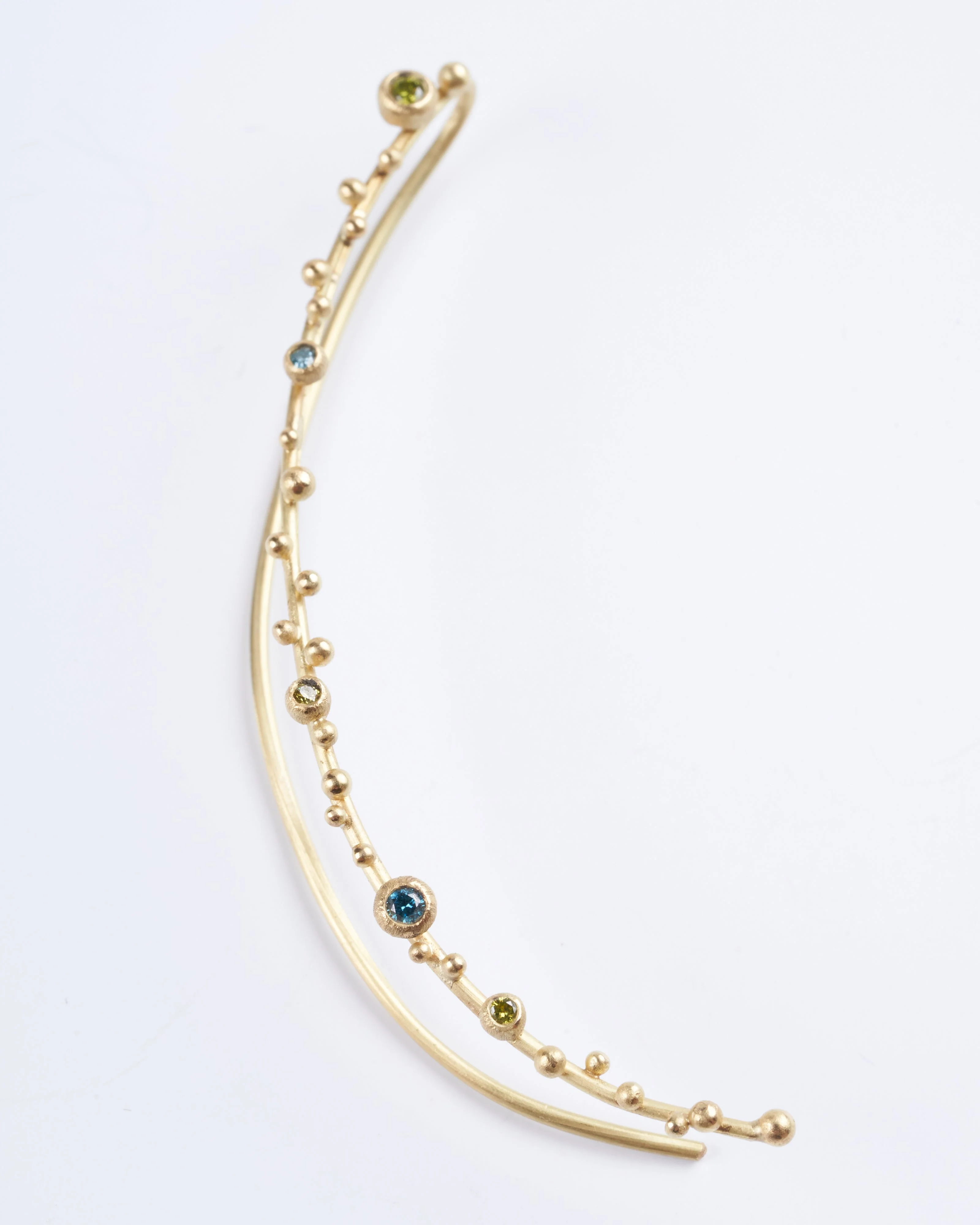 gold and mulit colored diamonds ear climber - diamonds and gold - Image 2
